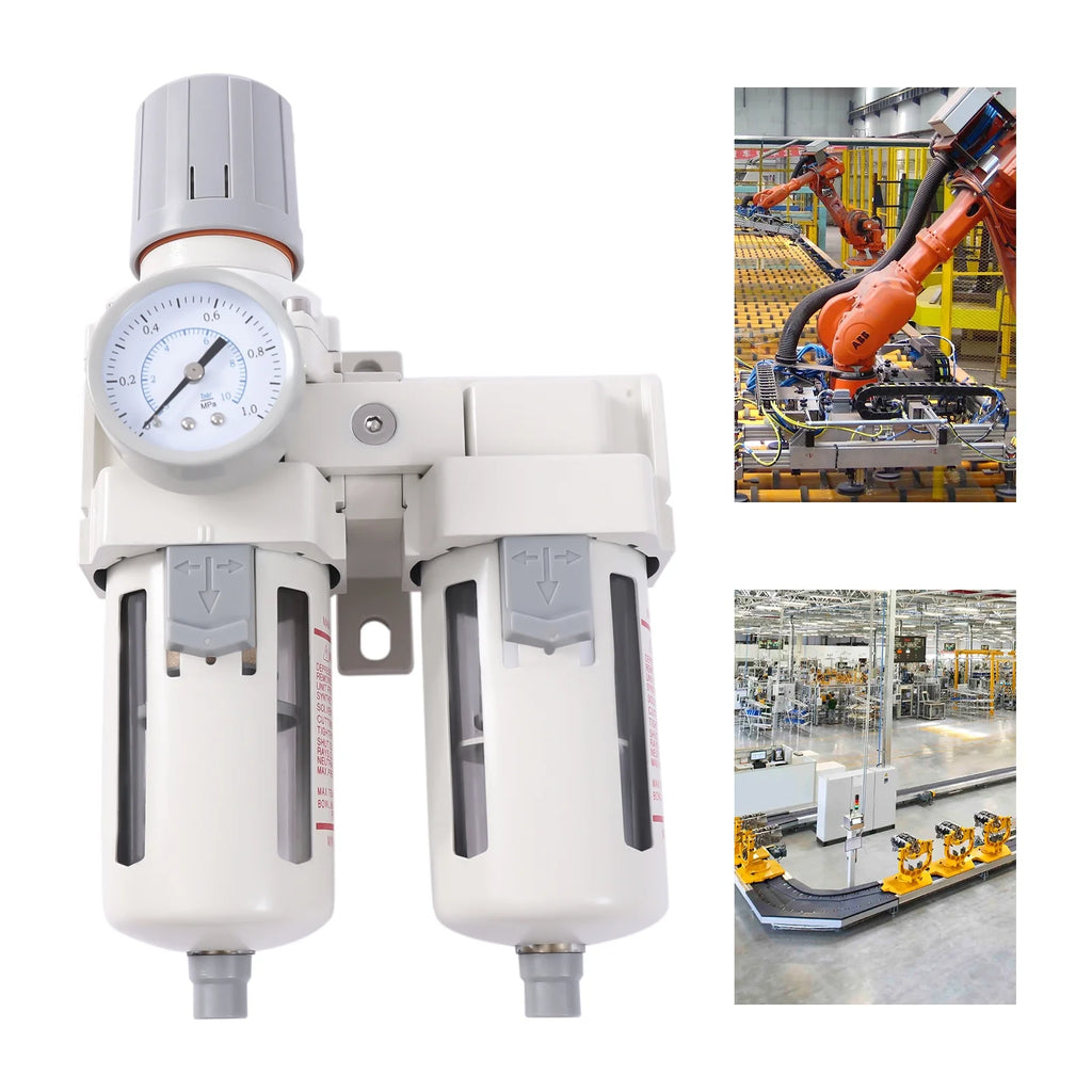YIYIBYUS 1/2" NPT Air Pressure Regulator, Air Dryer Filter System, Water Trap Separator Semi-automatic Drain