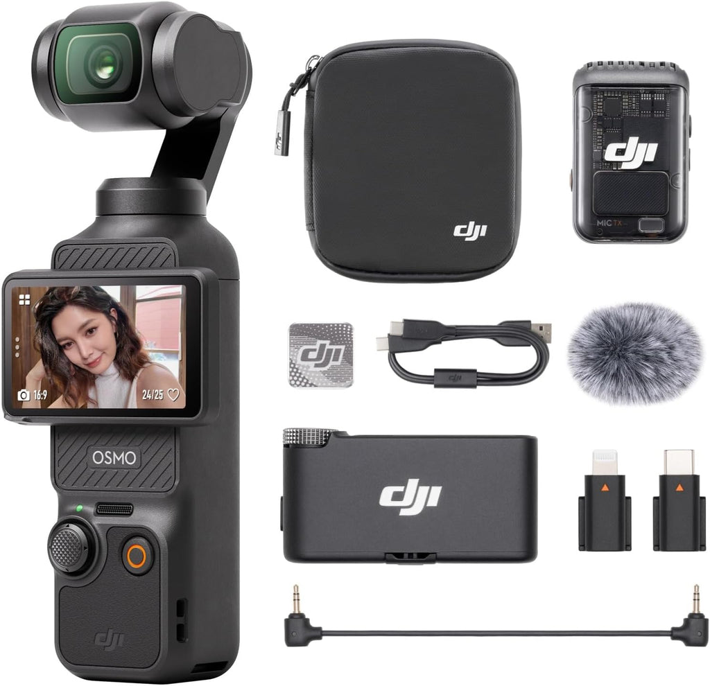 DJI Bundle Audio Osmo Pocket 3 avec Mic 2 (1 TX + 1 RX), caméra vlog de Poche avec nacelle, capteur CMOS 1 Pouce et 4K/240 IPS, stabilisation sur 3 Axes, Zoom 2× sans Perte de qualité