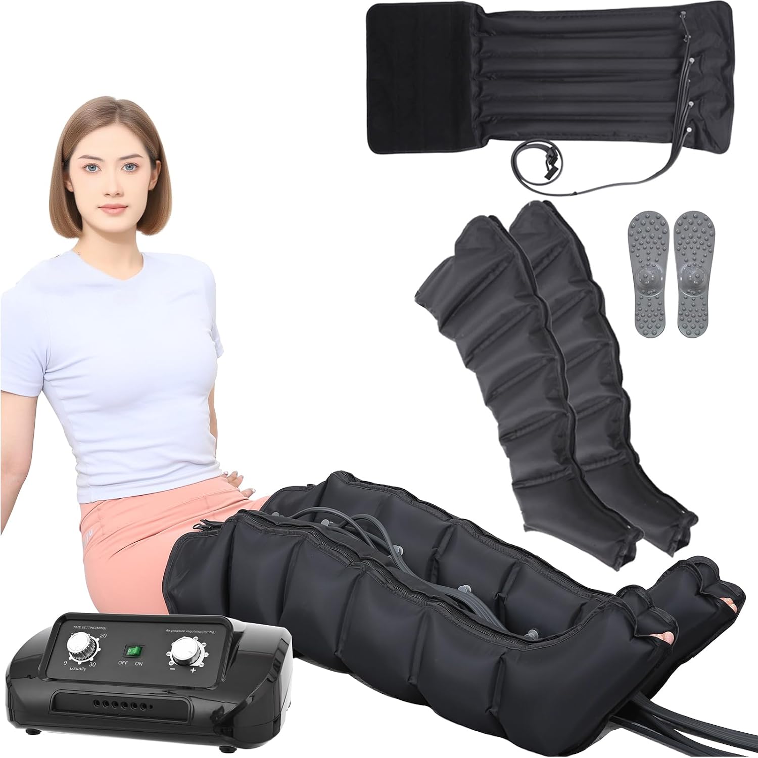 Bottes De Pressotherapie Jambes Et Ventre Et Bras | Pressothérapie 6 Chambres | Botte Pressothérapie Drainage Lymphatique Jambes Professionnel, Appareil À Compression Massage Jambe Circulation