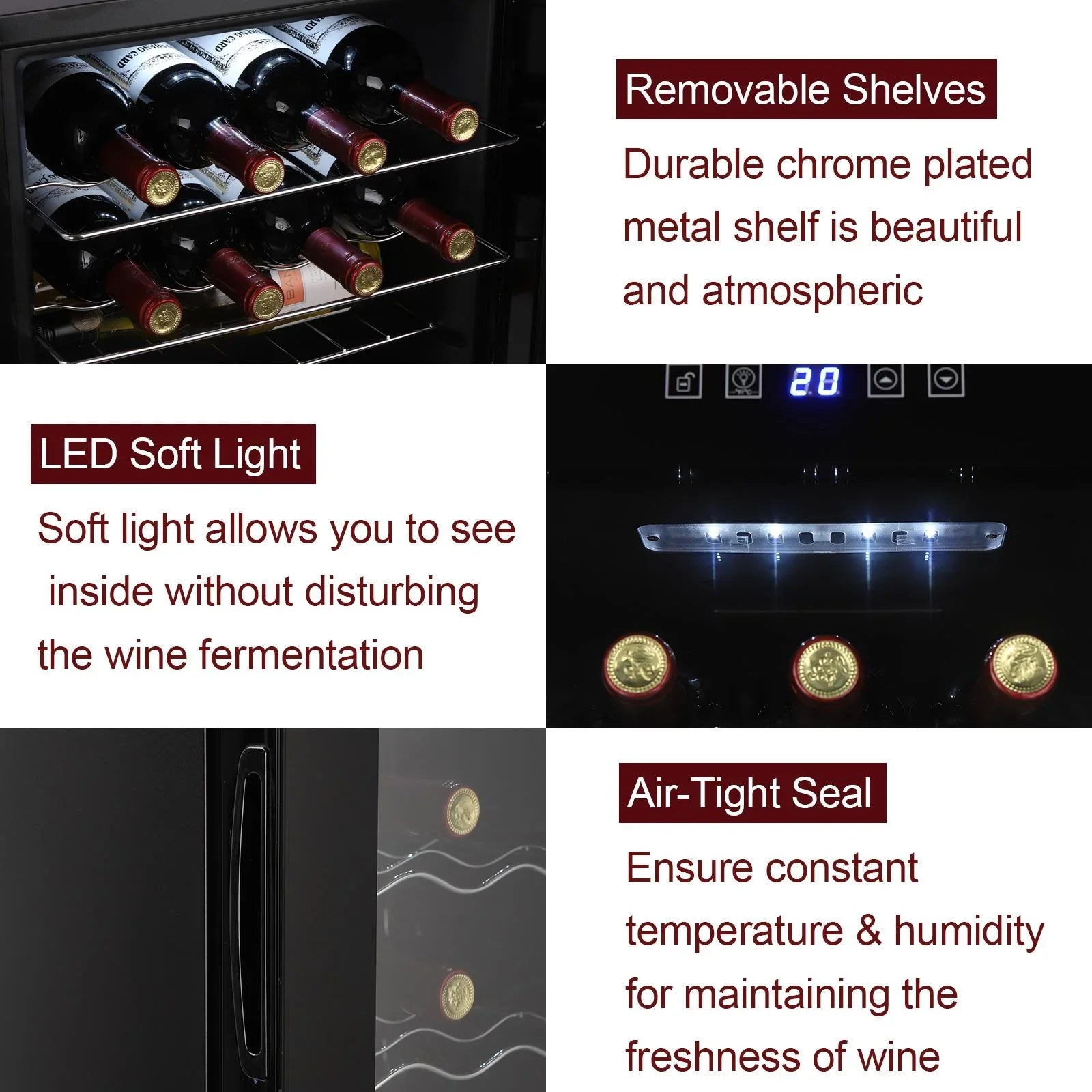 Zimtown 16 Bottle Compressor Wine Cooler Refrigerator w/Lock | Large Freestanding Wine Cellar For Red, White, Champagne or Sparkling Wine | Digital Temperature Control Fridge Glass Door Black