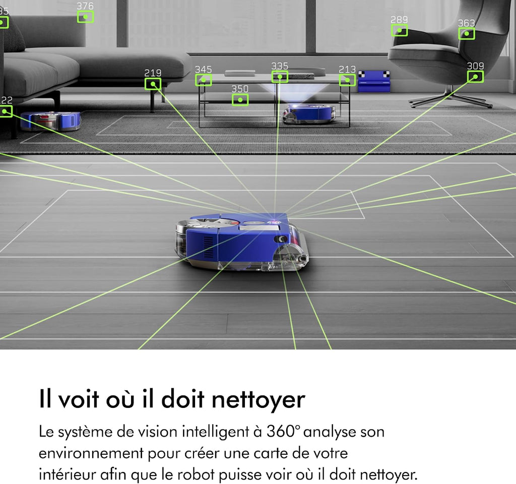 Dyson 360 Vis Nav™ Robot aspirateur – Brosse Pleine Largeur, conçu pour Tous Types de sols (Bleu/Nickel)