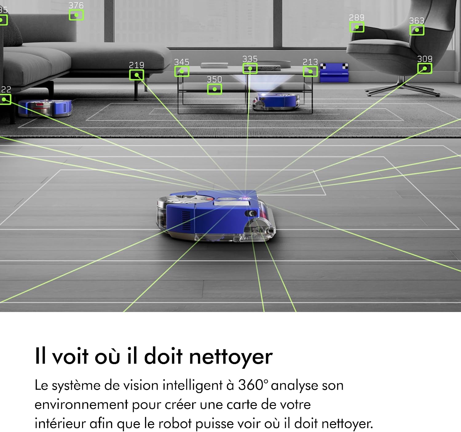 Dyson 360 Vis Nav™ Robot aspirateur – Brosse Pleine Largeur, conçu pour Tous Types de sols (Bleu/Nickel)