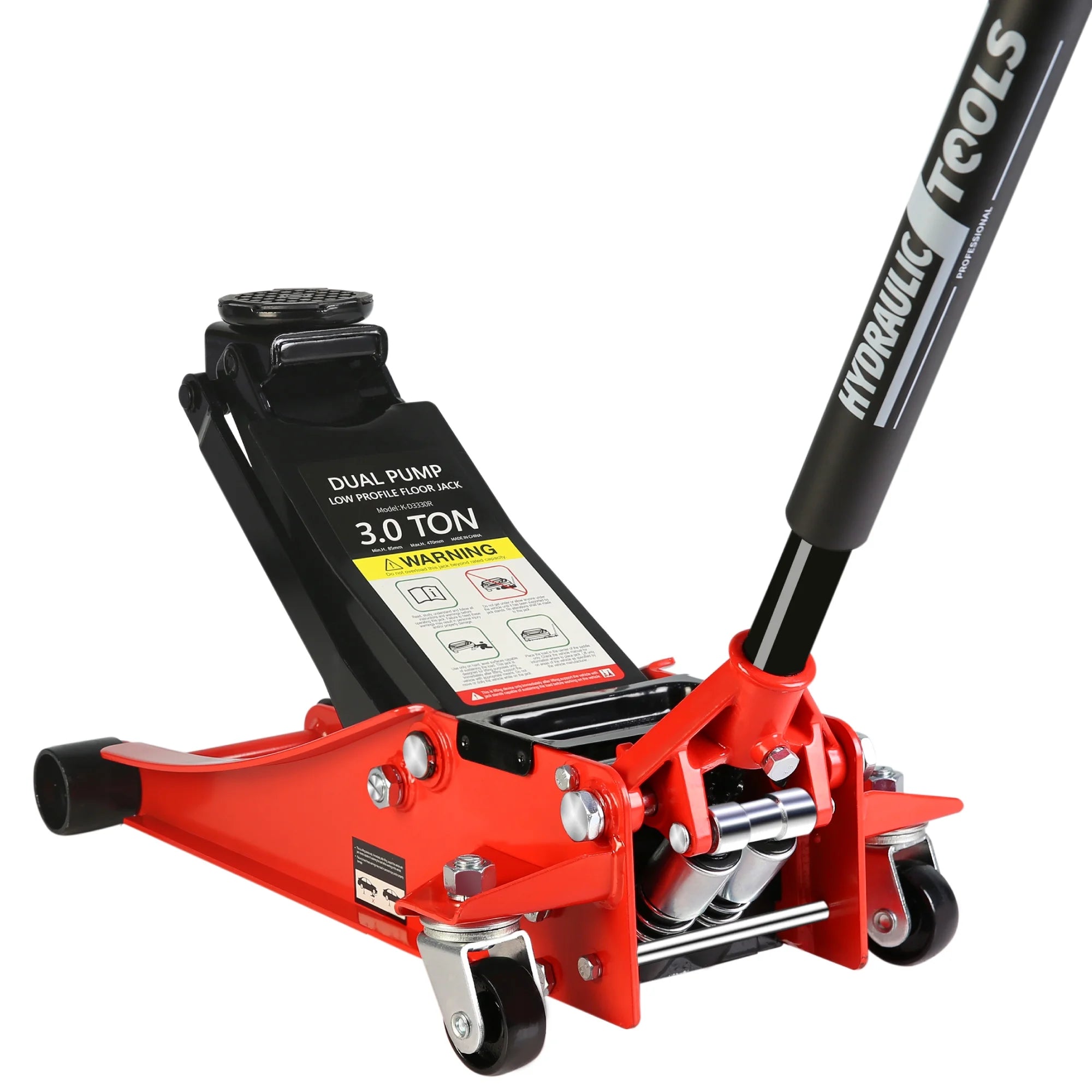 Low Profile Floor Jack, Seizeen 3 Ton(6600 lbs) Trolley Jack Dual Lift Pump, Quick Lift 3-3/10" - 18-4/20", Heavy-Duty Steel Jack with 45''L Extended Handle, Car Jack w/Wheels, Rubber Saddle, Red