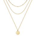 Hammered Coin Layered Necklace Set 14K Real Gold Plated Ball Chain Choker Necklace For Women
