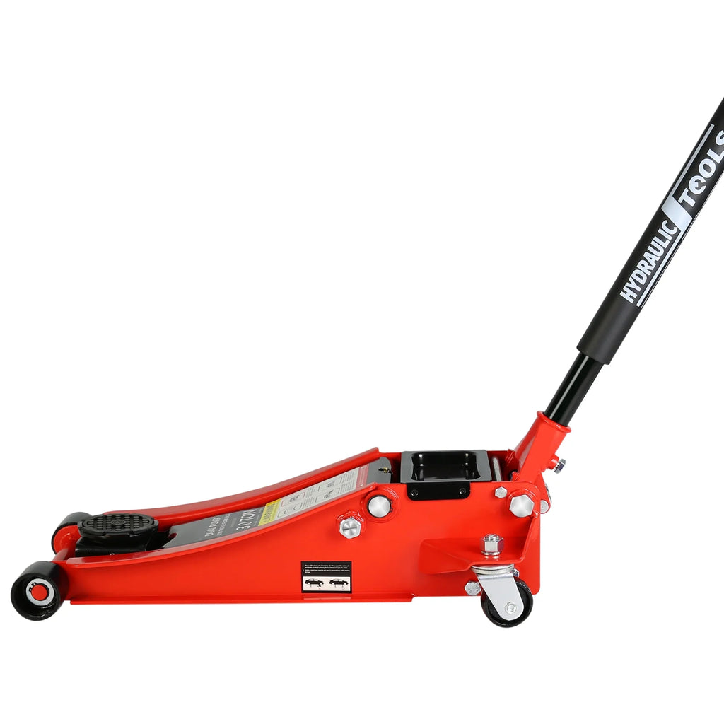 Low Profile Floor Jack, Seizeen 3 Ton(6600 lbs) Trolley Jack Dual Lift Pump, Quick Lift 3-3/10" - 18-4/20", Heavy-Duty Steel Jack with 45''L Extended Handle, Car Jack w/Wheels, Rubber Saddle, Red