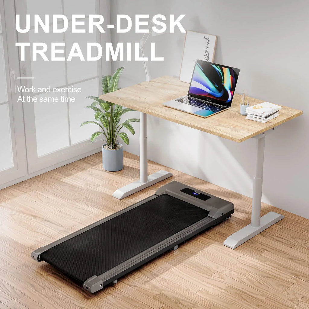 Bigzzia Under Desk Treadmill, 2.5HP Installation-Free Portable Treadmill Running Machine, 6.25MPH, Treadmill with LED Display and Wireless Remote Control for Home/Office, 265 Lb Capacity