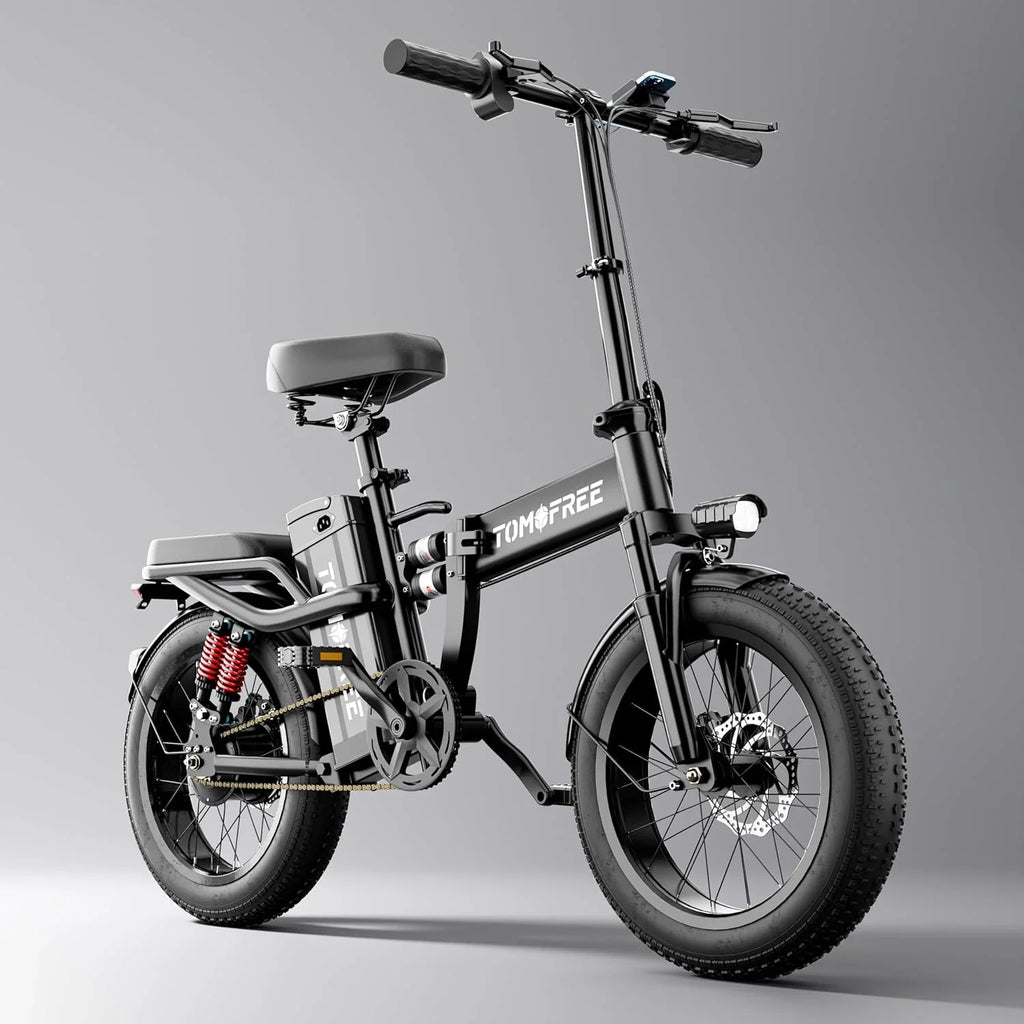 T1 Electric Bike for Adults 1200W Motor, 31MPH, 48V 20AH Folding E-Bike,16 * 3" Tire Mountain Snow Bike LED Display 330lbs Load Capacity - Tomofree Black