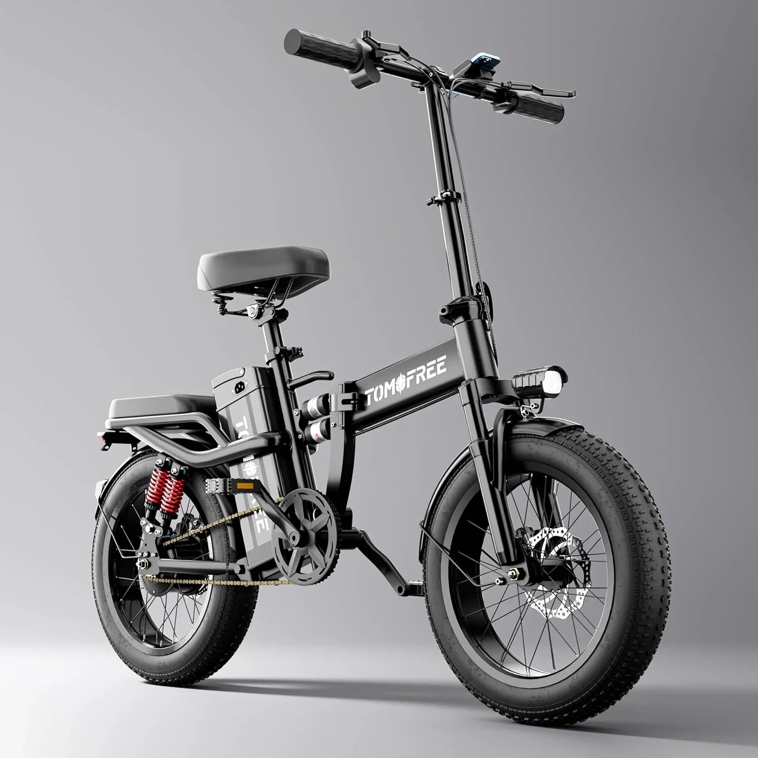 T1 Electric Bike for Adults 1200W Motor, 31MPH, 48V 20AH Folding E-Bike,16 * 3" Tire Mountain Snow Bike LED Display 330lbs Load Capacity - Tomofree Black
