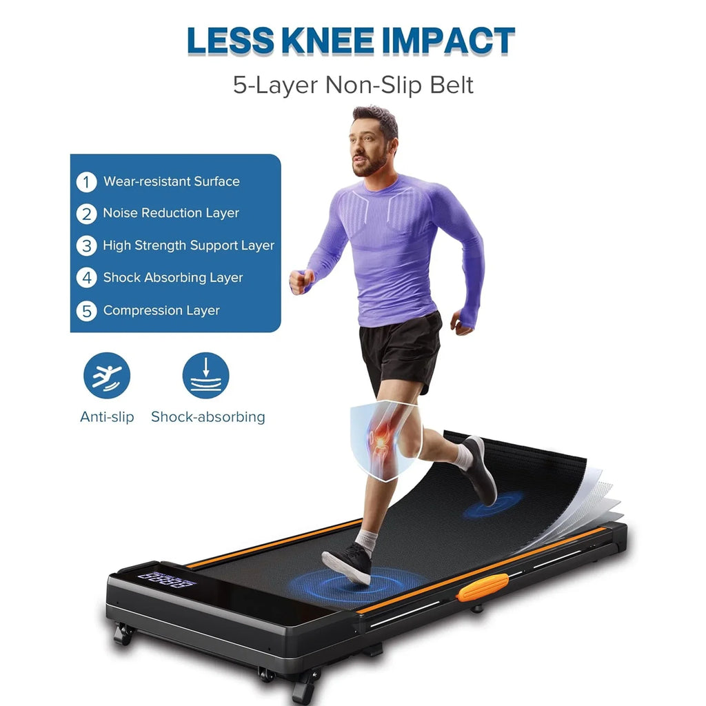 CoolHut Under Desk Treadmill with Incline, 4 in 1 Walking Pad Portable Treadmill for Walking, Running, 2.5HP Low-Noise Motor, LED Display, and Remote Control, Black, 265lbs