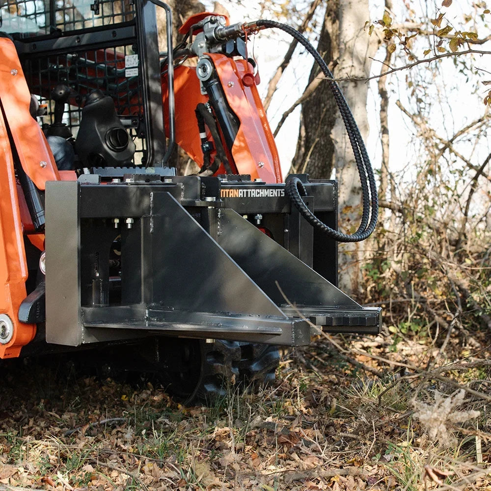 Titan Attachments Post and Tree Puller for Skid Steers, 3,000 PSI Single 2x10 Hydraulic Cylinder, Optional Push Bar Guard, Universal Landscape Tool Removes Tree Roots and Fence Posts
