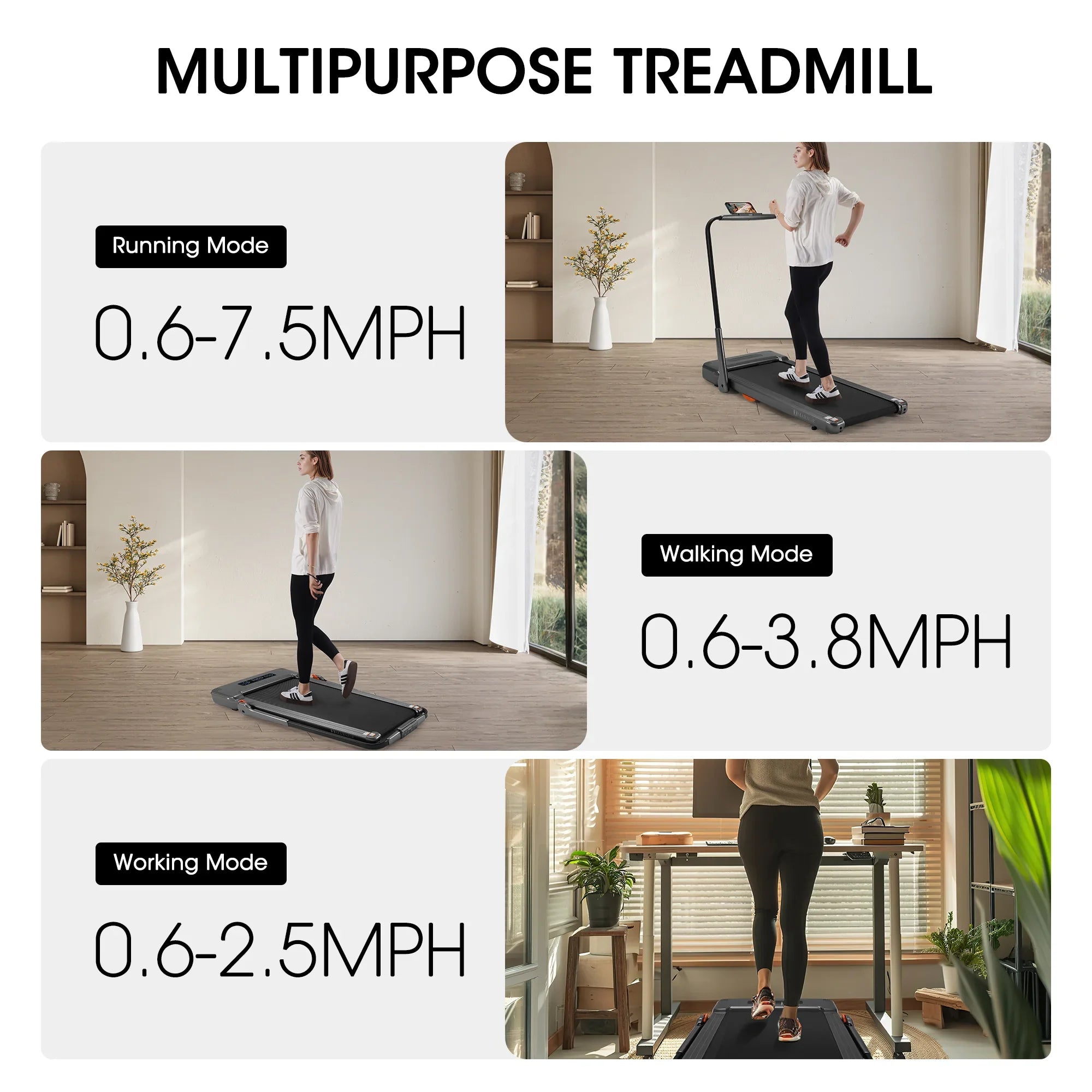 MaxKare 2 in 1 Folding Under Desk Treadmill Max 7.5MPH 2.5HP with Remote Control, Walking Pad for Home/Office Use, 265lbs Weight Capacity