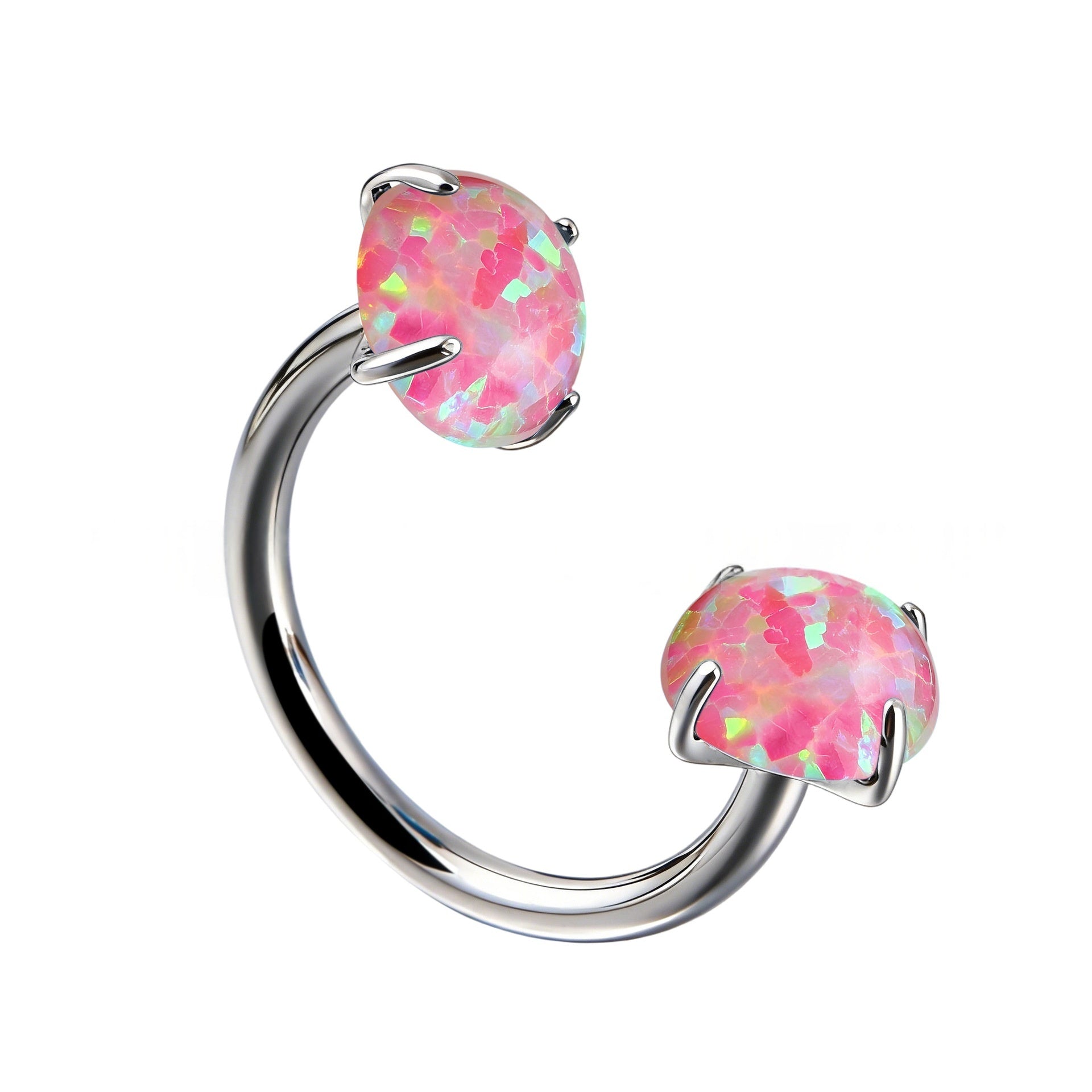 Internal Thread G23 Titanium Alloy Body Piercing Jewelry Opal Nose Ring