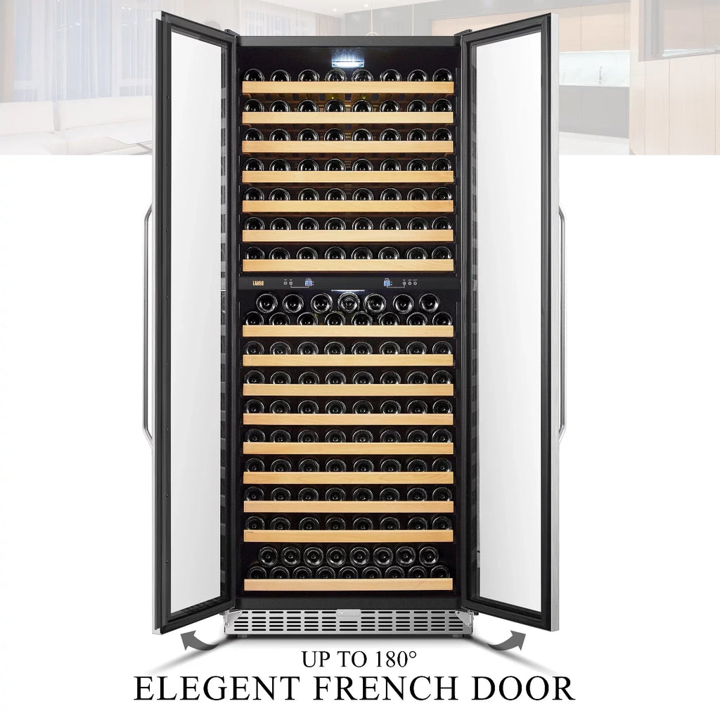 Lanbo 32 inch 287 Bottle Dual Zone Compressor Freestanding Wine Refrigerator