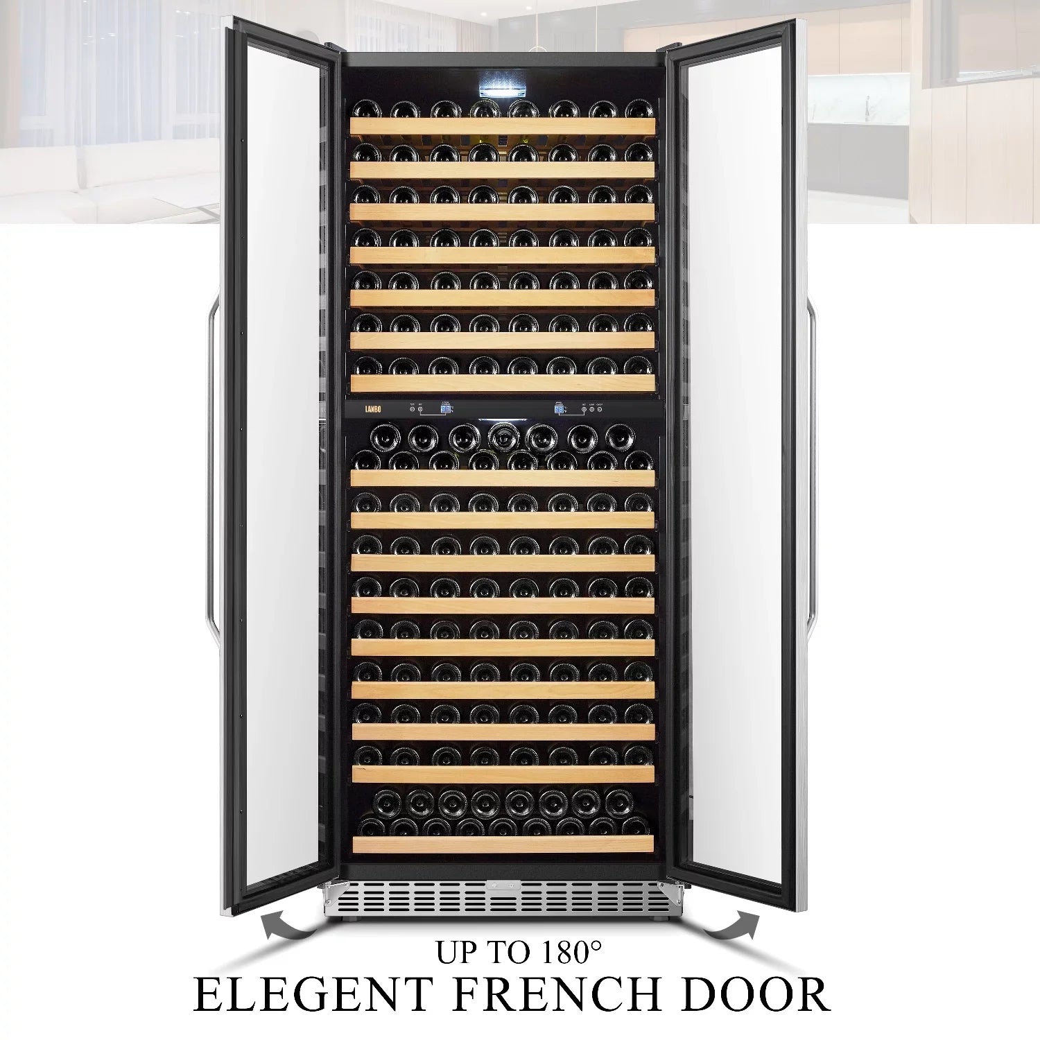 Lanbo 32 inch 287 Bottle Dual Zone Compressor Freestanding Wine Refrigerator