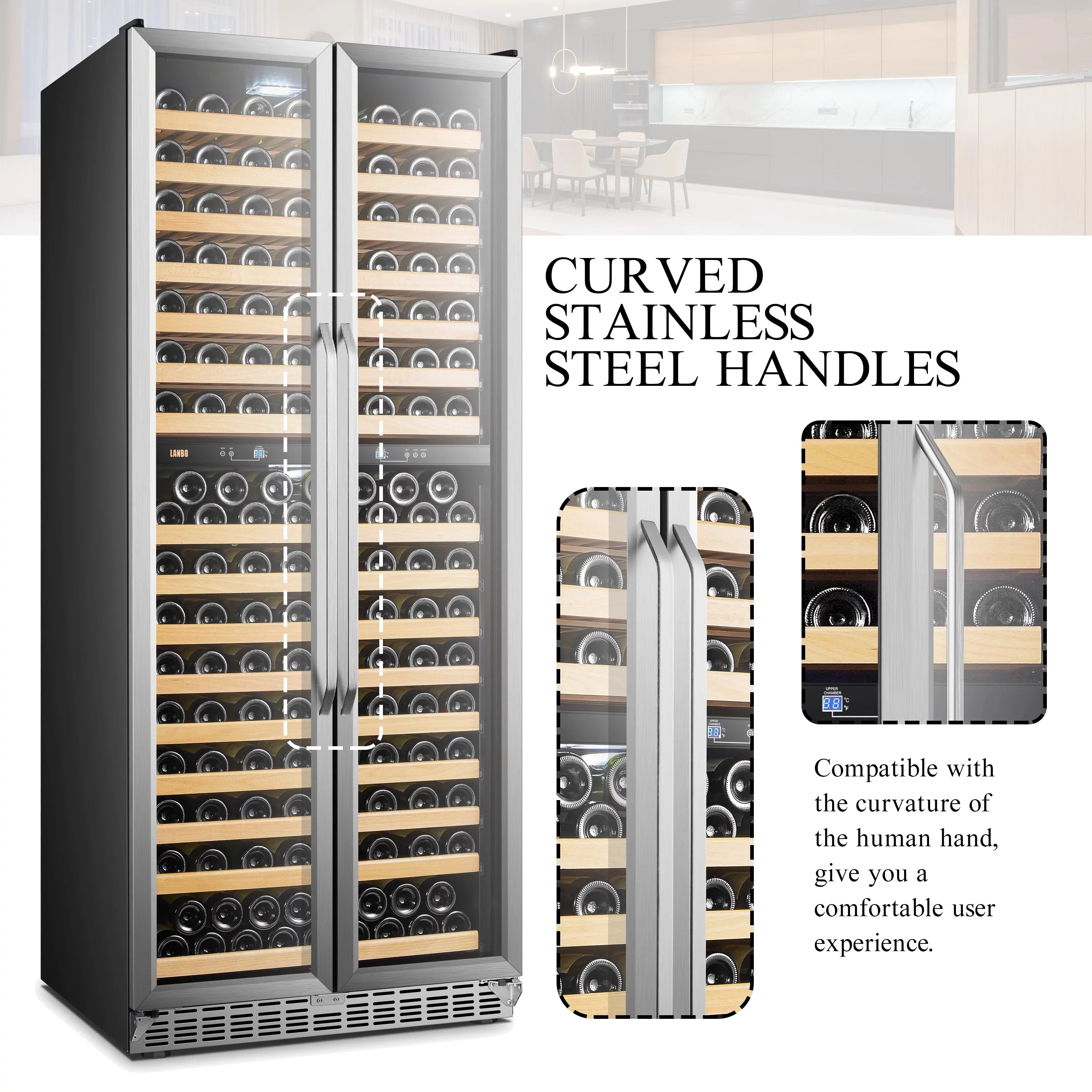 Lanbo 32 inch 287 Bottle Dual Zone Compressor Freestanding Wine Refrigerator