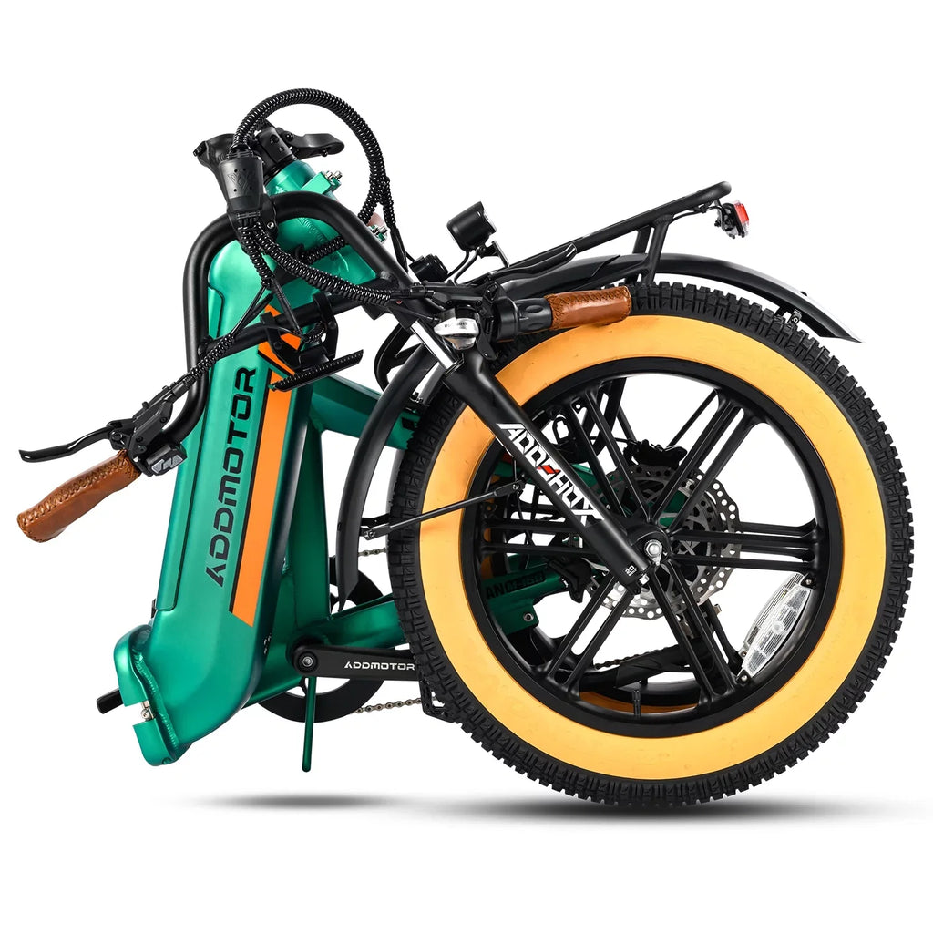 Addmotor Electric Bike for Adults, 750W Folding Electric Bike, 20'' Step-Thru Strong Frame Fat Tire M-160 Electric Bicycle 100 Mi Long Range Foldable Ebike W/Torque Sensor & Hydraulic Brakes,Sky Blue