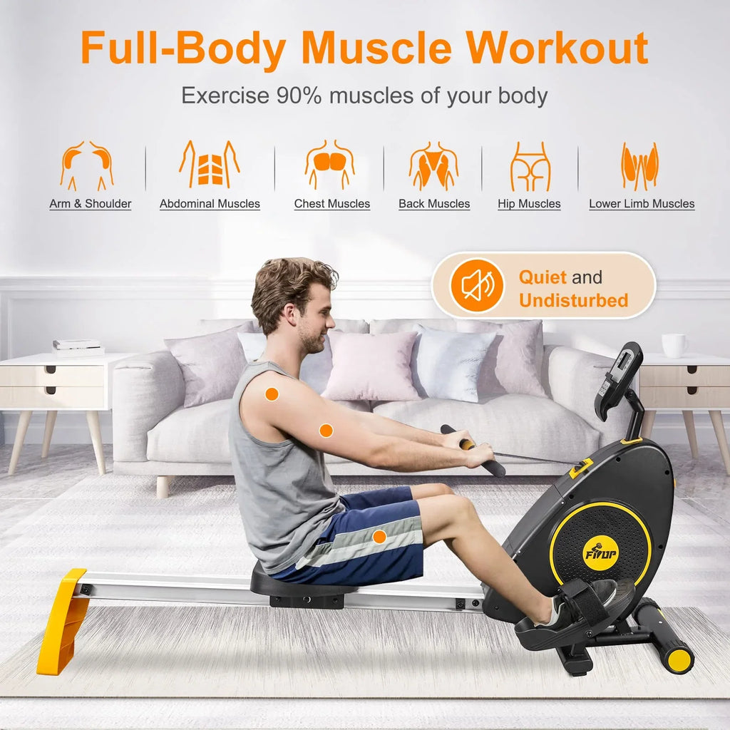 FISUP Rowing Machine with 8 Level Adjustable Magnetic Resistance Indoor Rower Machines for Home Fitness Cardio Workout