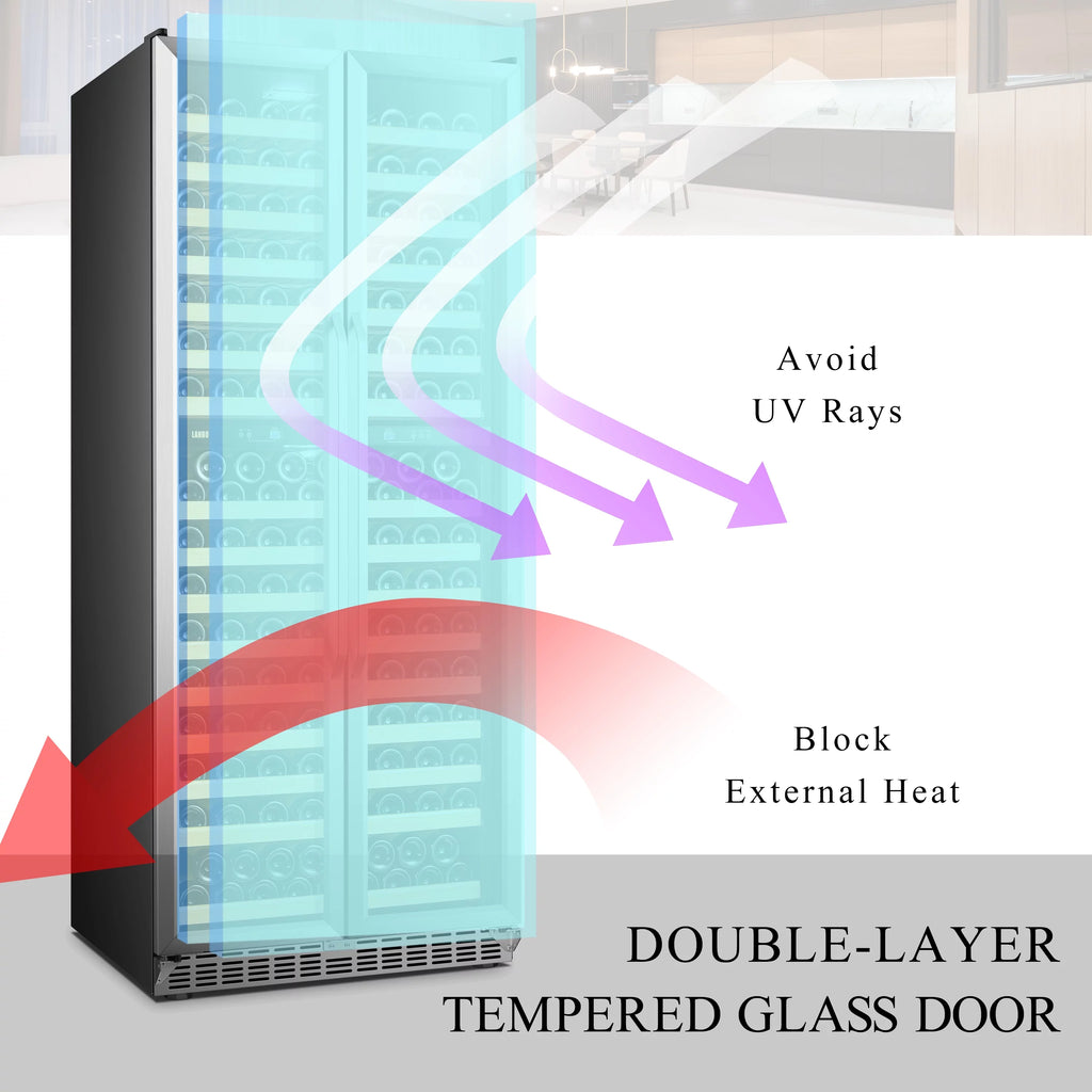 Lanbo 32 inch 287 Bottle Dual Zone Compressor Freestanding Wine Refrigerator
