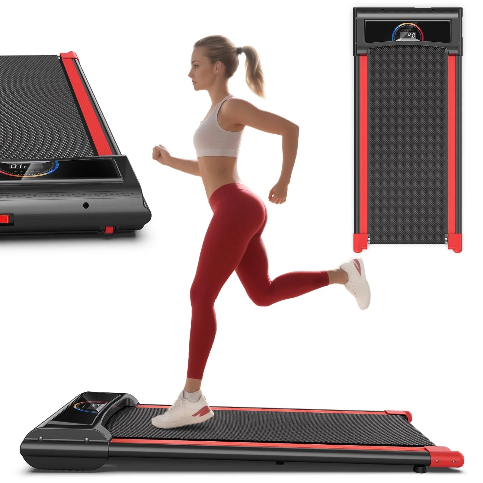 FLIMDER Walking Pad,Max 2.5 HP Portable Under Desk Treadmill,265LBS Capacity Installation-Free Treadmills for Home & Office Small,Remote Control LED Display