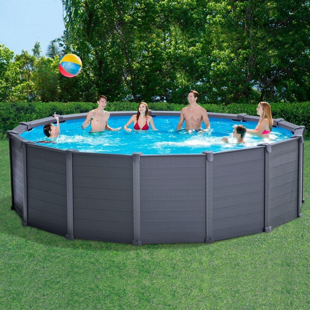 Intex 28382 Kit Piscine avec Panneau Graphite 4,78 m X 1,24 m