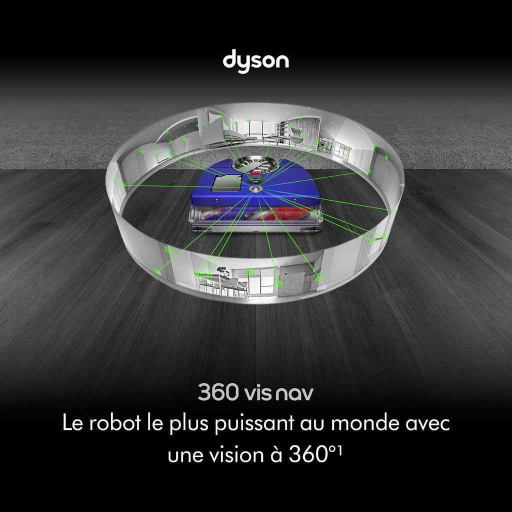 Dyson 360 Vis Nav™ Robot aspirateur – Brosse Pleine Largeur, conçu pour Tous Types de sols (Bleu/Nickel)