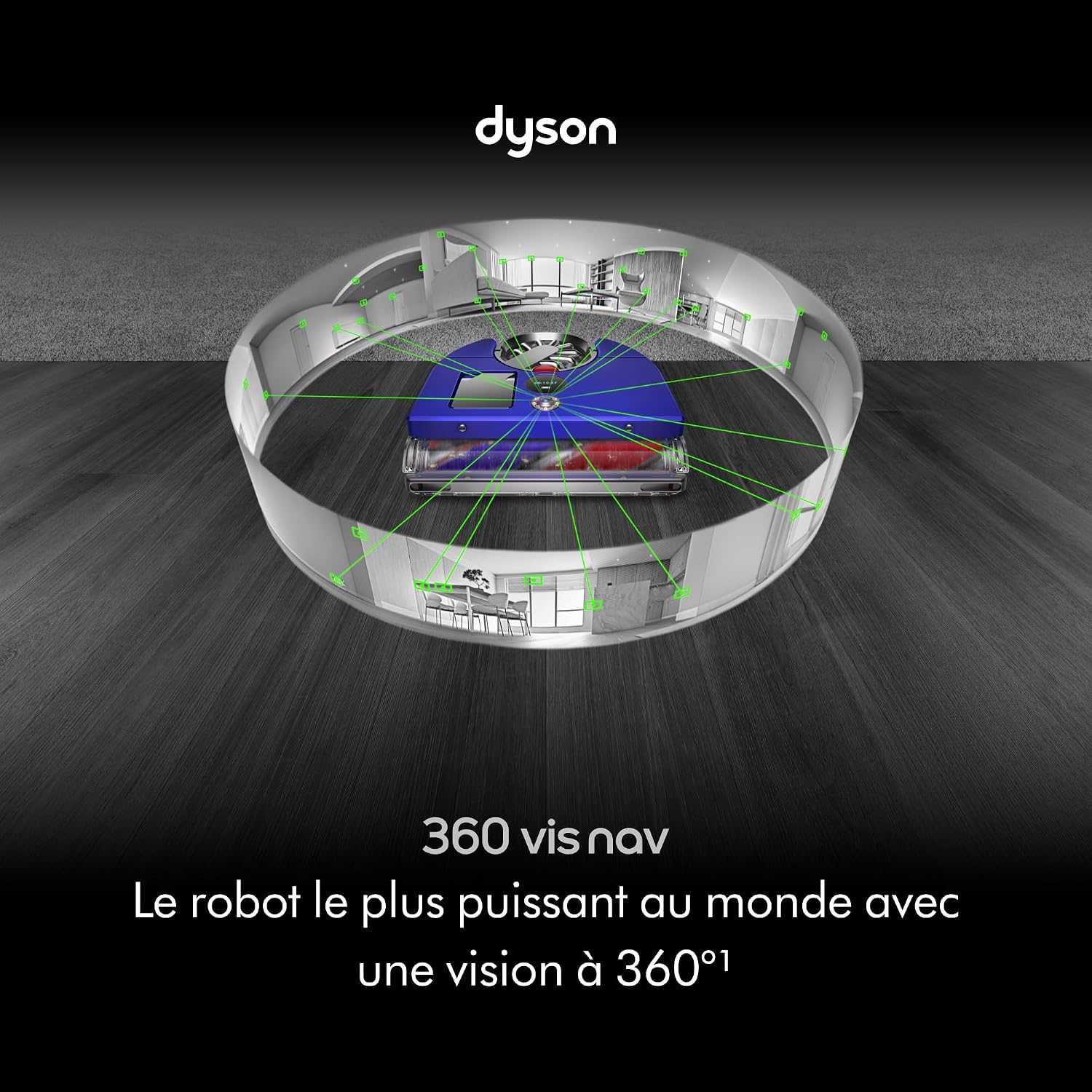 Dyson 360 Vis Nav™ Robot aspirateur – Brosse Pleine Largeur, conçu pour Tous Types de sols (Bleu/Nickel)