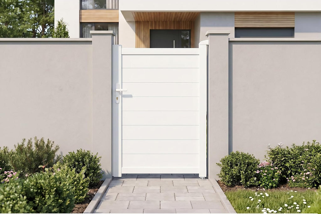 Casanoov Portail Battant EIGER 4 m 392 cm x 161 cm 6,3 m² Aluminium Gris Anthracite RAL 7016 Plein Sécurisé Intimité Jardin Extérieur Motorisable Résistant Corrosion Gonds Renforcés Inclus
