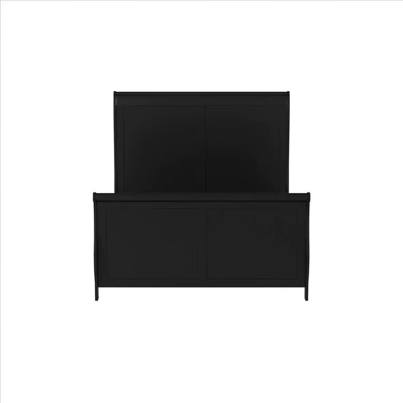 Gorgeous Black 3pc Beautiful Louis Philippe Style California King Size Sleigh Bed 2x Nightstand Set Wooden Bedroom Furniture