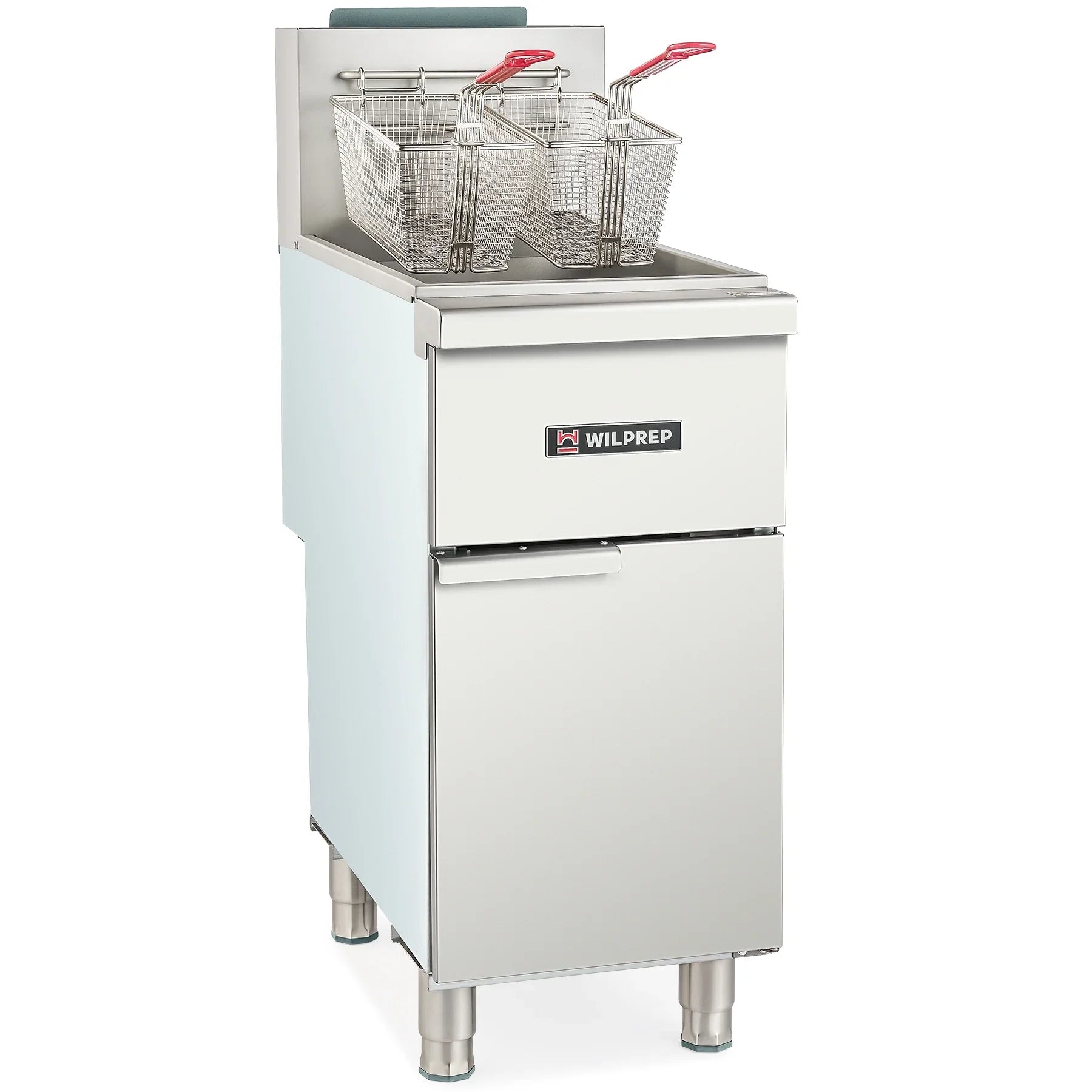 WILPREP 4 Burner Commercial Gas Floor Fryer, Commercial Deep Fryer with 2 Baskets 120000 BTU 50 lb. Capacity 400°F Constant Temperature for Restaurant Kitchen