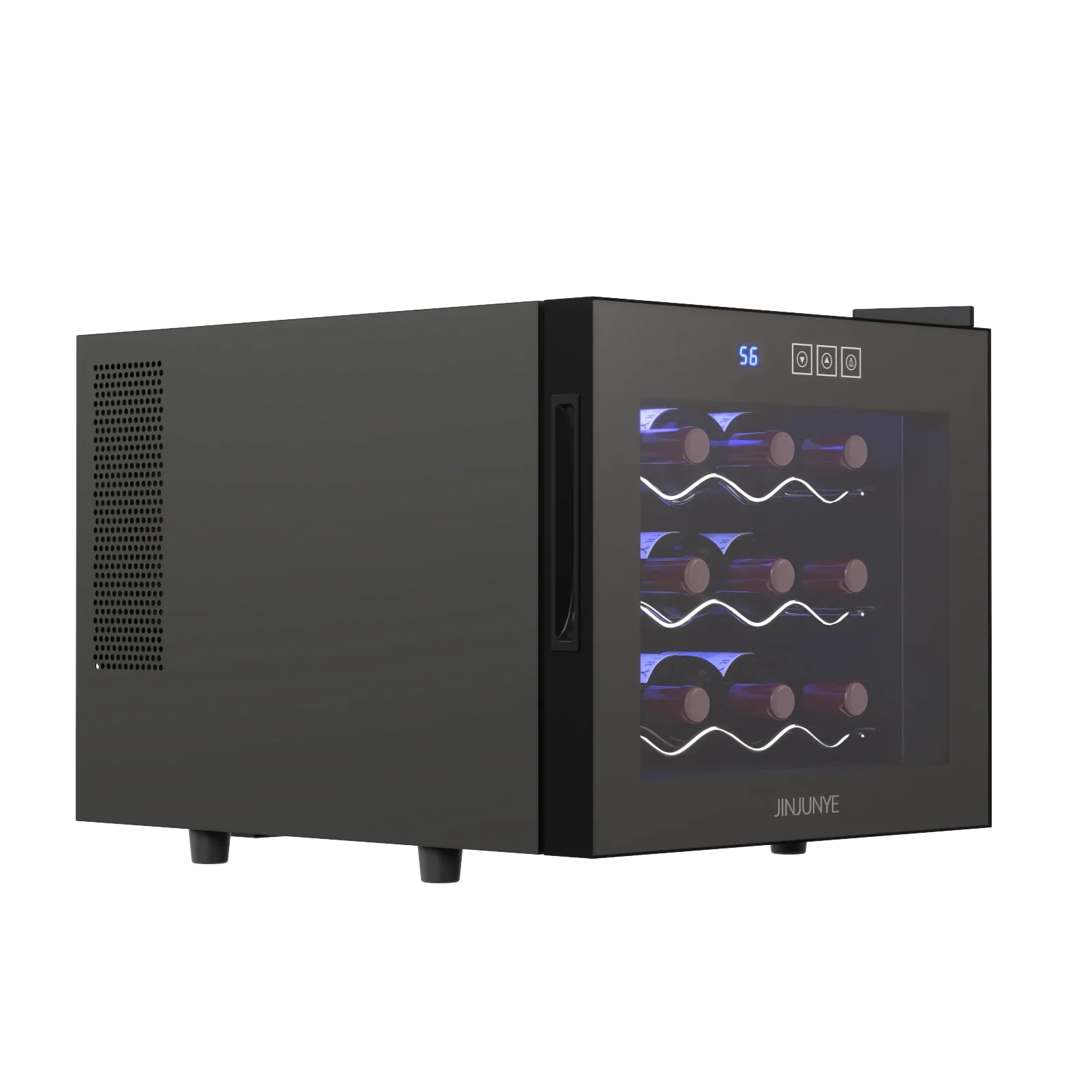 JINJUNYE Wine Cooler Refrigerator, 12 Bottle Wine Fridge Small, Countertop Wine Cooler with Temperature Control, Mini Freestanding Wine Cellars Glass Door for Home, Office, Bar, Gift for Men