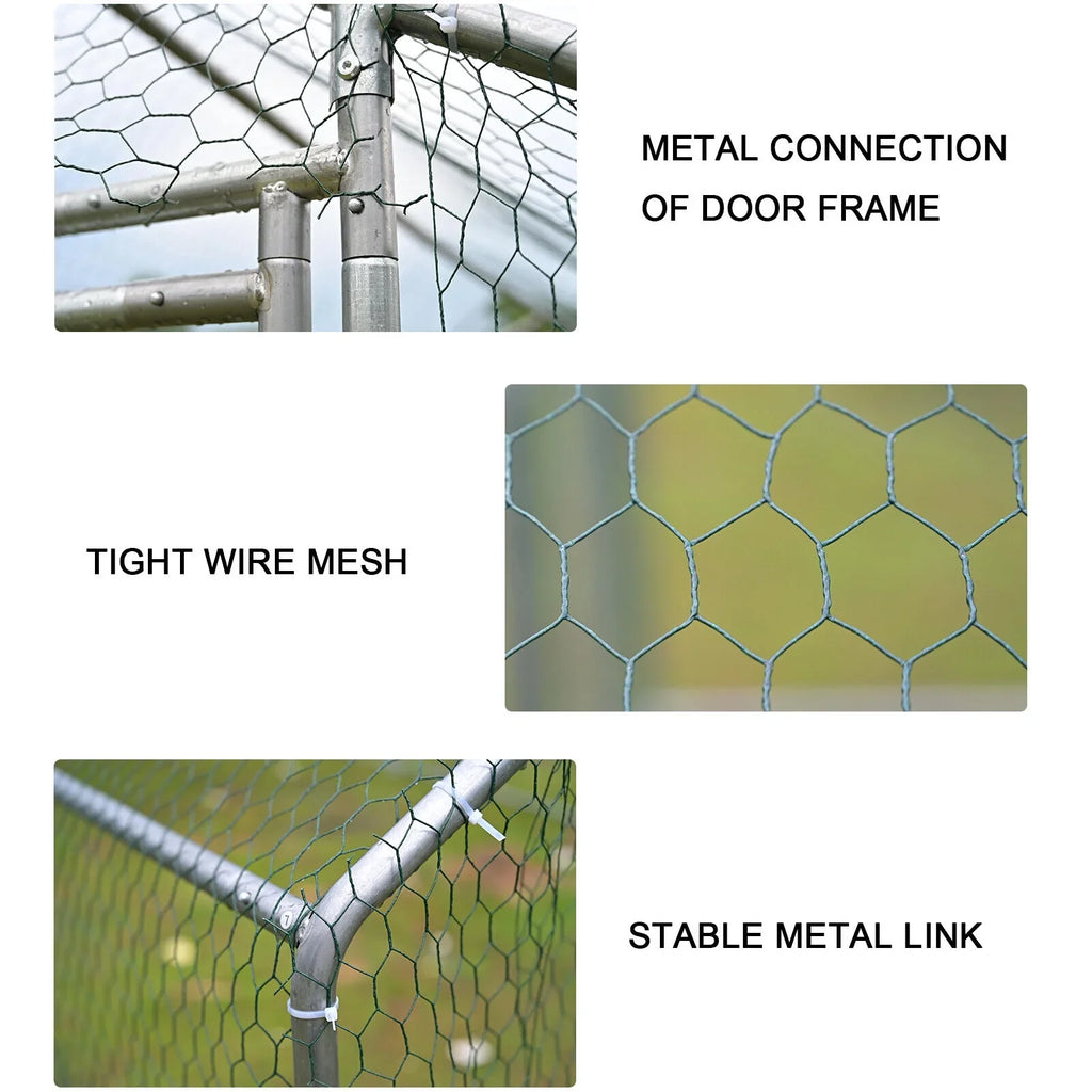 Caulitar 10 X 10FT Large Metal Chicken Coop Walk-in Poultry Cage Chicken Run Pen Rabbit Duck House with Waterproof and Anti-UV Cover for Outdoor Farm Use