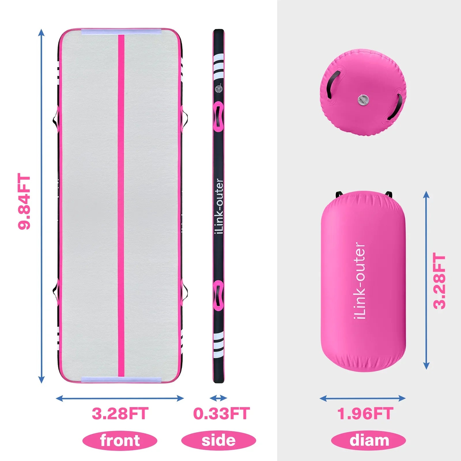 Air Track 10FT Inflatable Gymnastics Mats with Roller Training Mat 4inches With Electric Pump For Home/gym/outdoor