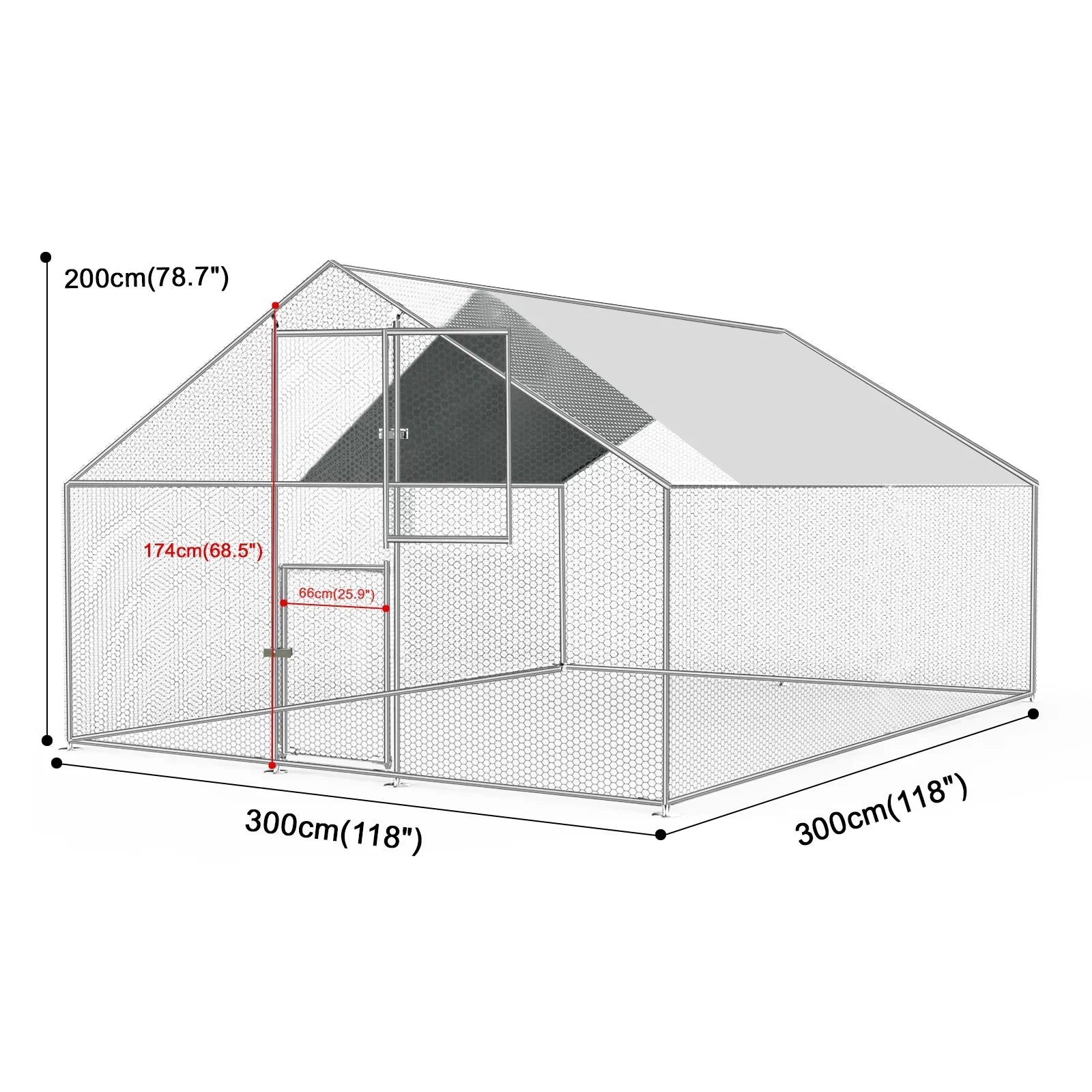 Caulitar 10 X 10FT Large Metal Chicken Coop Walk-in Poultry Cage Chicken Run Pen Rabbit Duck House with Waterproof and Anti-UV Cover for Outdoor Farm Use