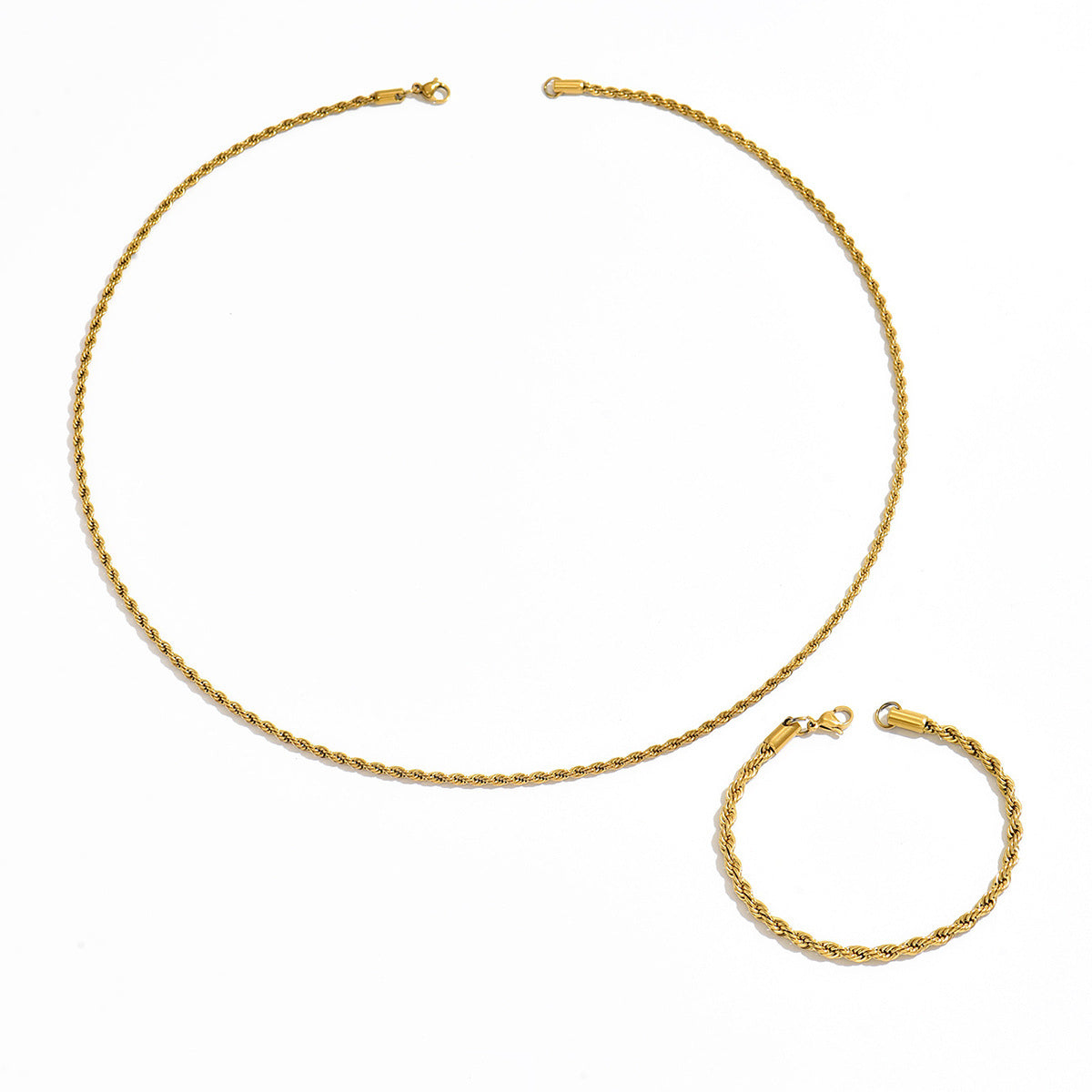 Twisted Chain Men's Stainless Steel Plated Bracelet Necklace