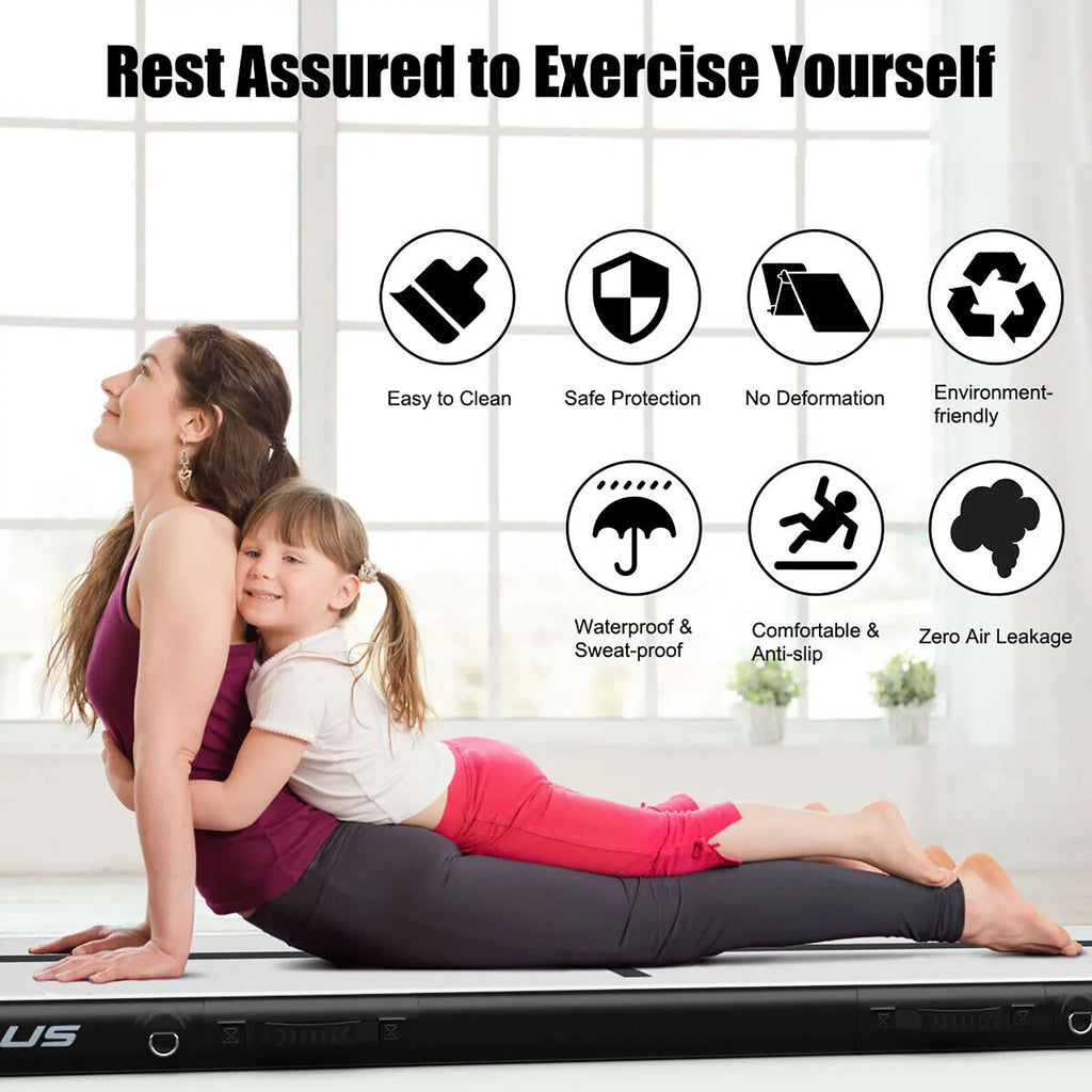 Goplus 10FT Air Track Inflatable Gymnastics Tumbling Mat w/ Pump Black
