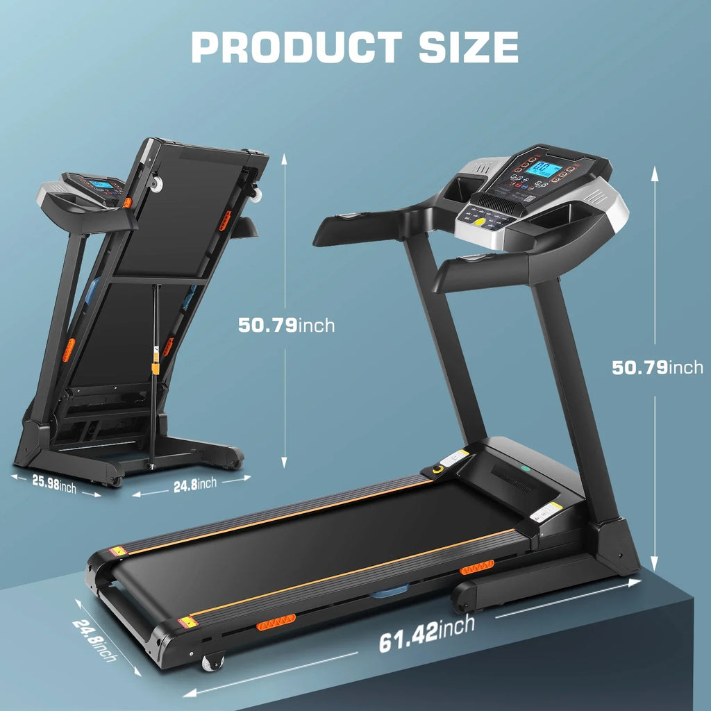 Tikmboex Strong 3.25HP Treadmill with Auto Incline & Smart App,Bluetooth Speaker, Large LED Display & Fan for Home Office Walking Running Exercise Machine, 300 lb Capacity