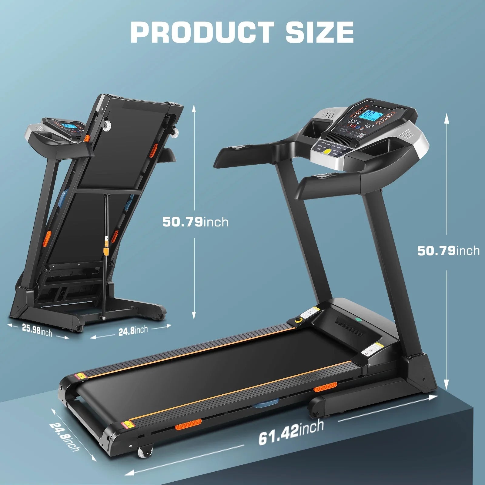 Tikmboex Strong 3.25HP Treadmill with Auto Incline & Smart App,Bluetooth Speaker, Large LED Display & Fan for Home Office Walking Running Exercise Machine, 300 lb Capacity