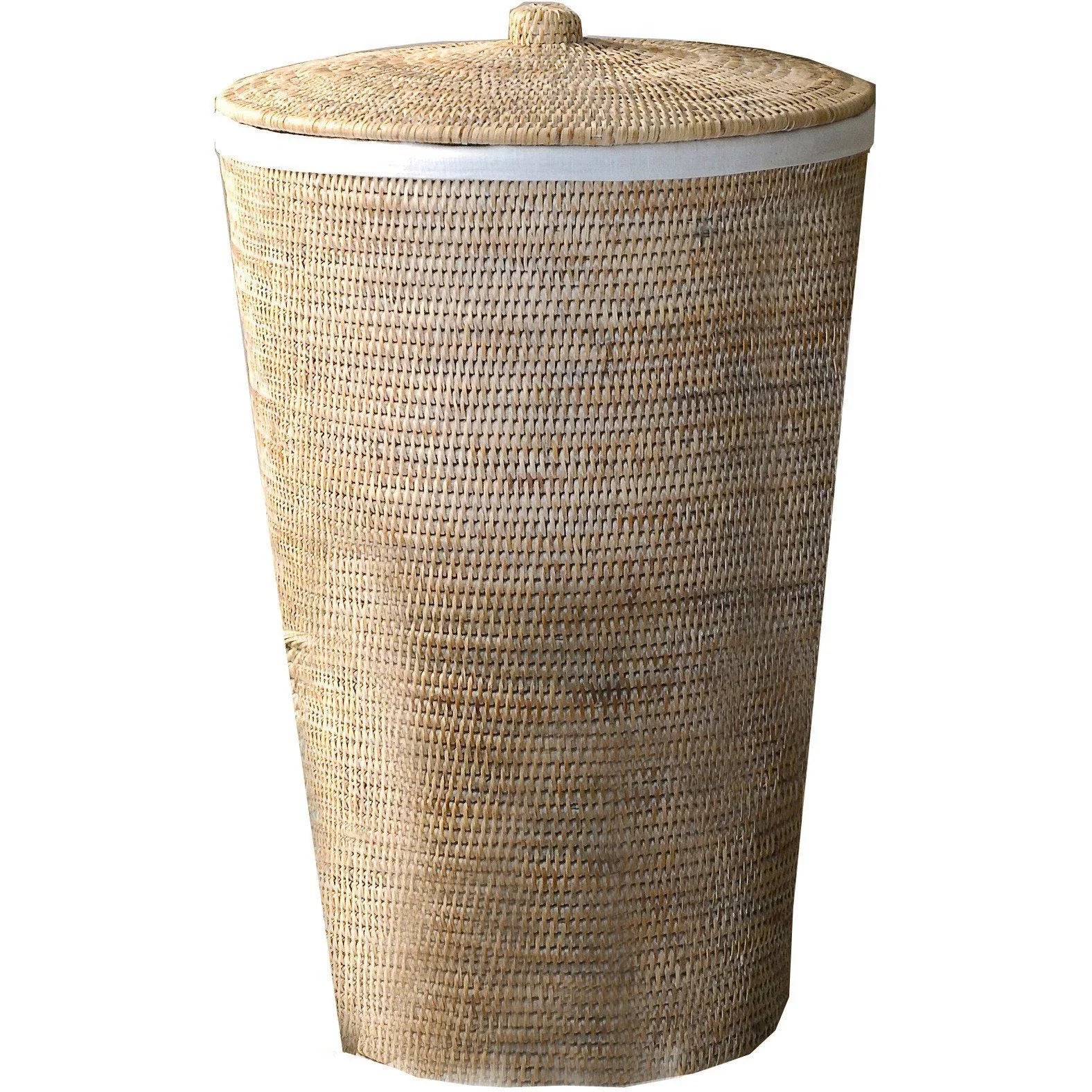 AGM Home Store DWBA Malacca Single Hamper Laundry Basket with Lid 15"x25", Rattan