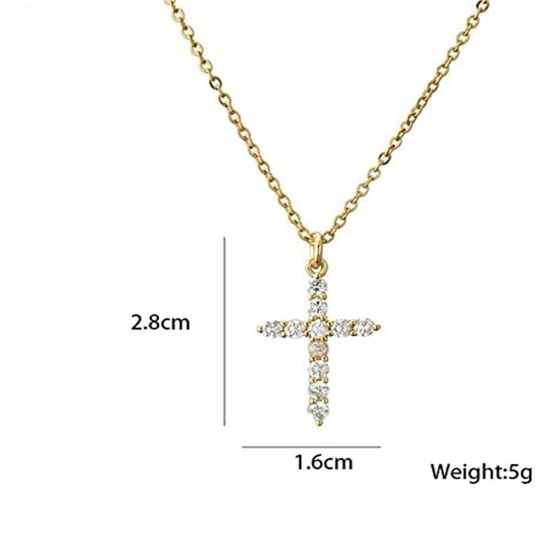 14K Gold Plated Small Cross Pendant Necklace