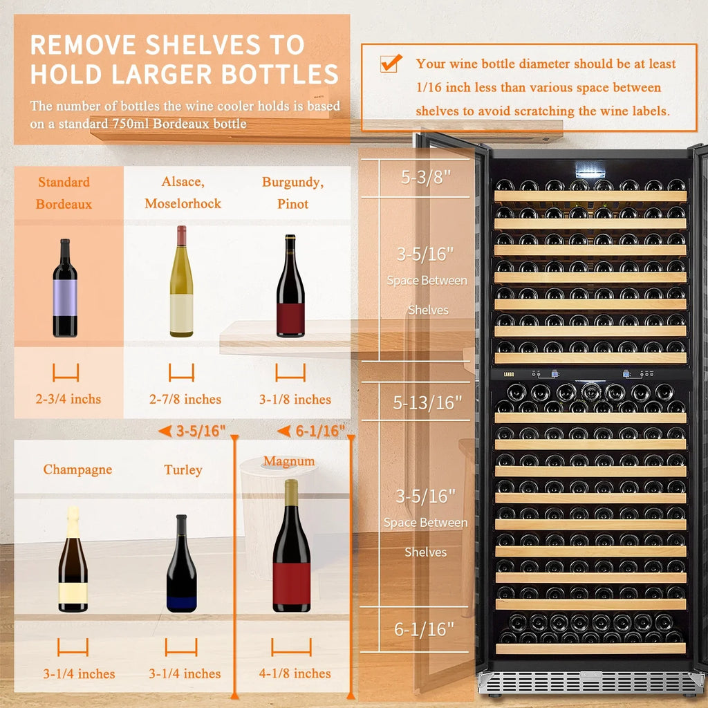 Lanbo 32 inch 287 Bottle Dual Zone Compressor Freestanding Wine Refrigerator