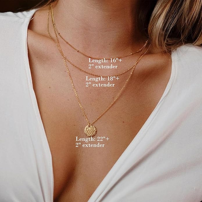 14K Hammered Coin Layered Necklace Set