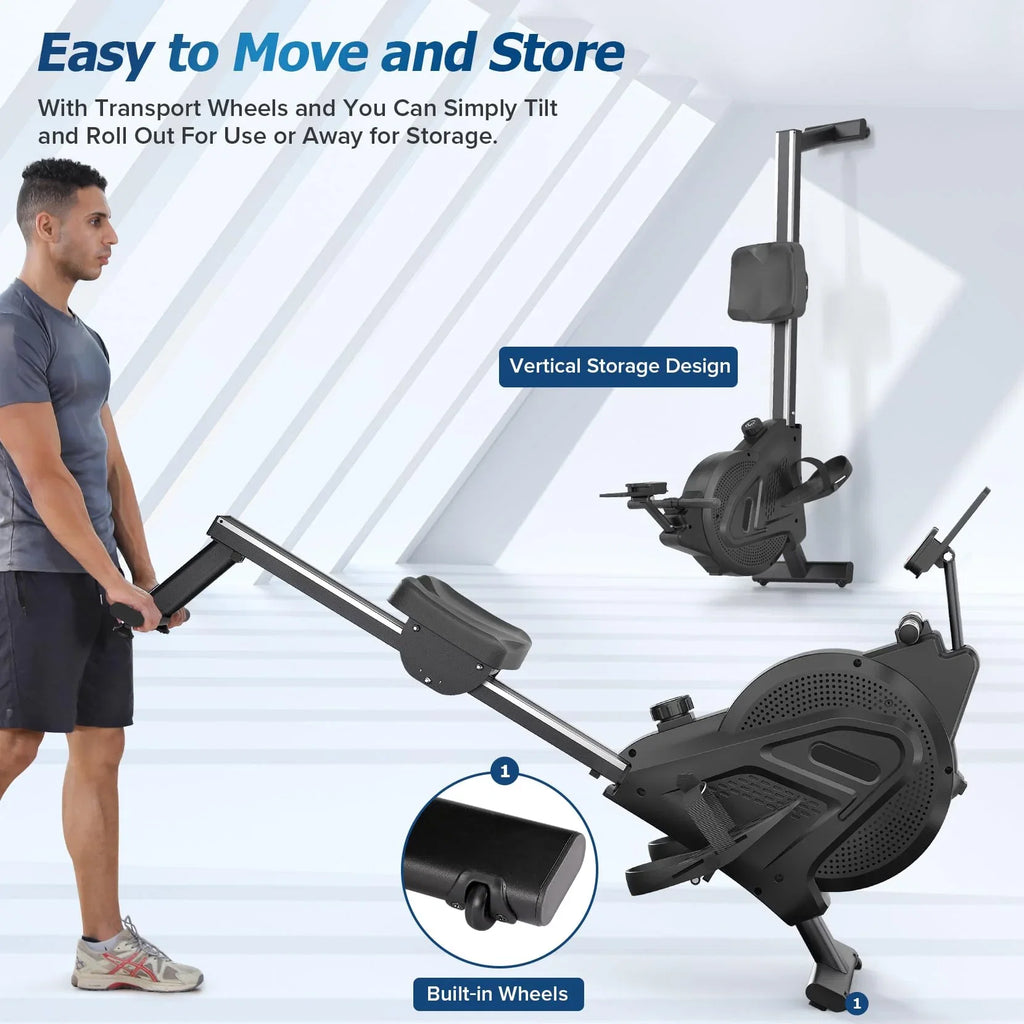 Rowing Machine, Magnetic Rowing Machine 16 Resistance Levels Quiet Machine Max 350lb Weight Capacity with, Neche Folding Magnetic Rowing, for Home Workout Black