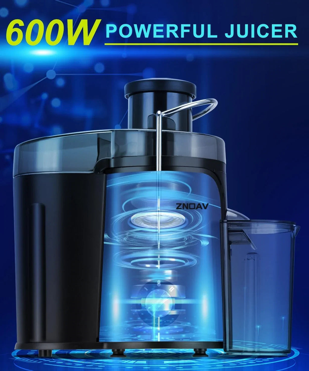 Juicer Machine, 600W Juicer with 3.5” Wide Chute for Whole Fruits and Veg, Juice Extractor with 3 Speeds, BPA Free, Easy to Clean, Compact Centrifugal Juicer Anti-drip (grey)
