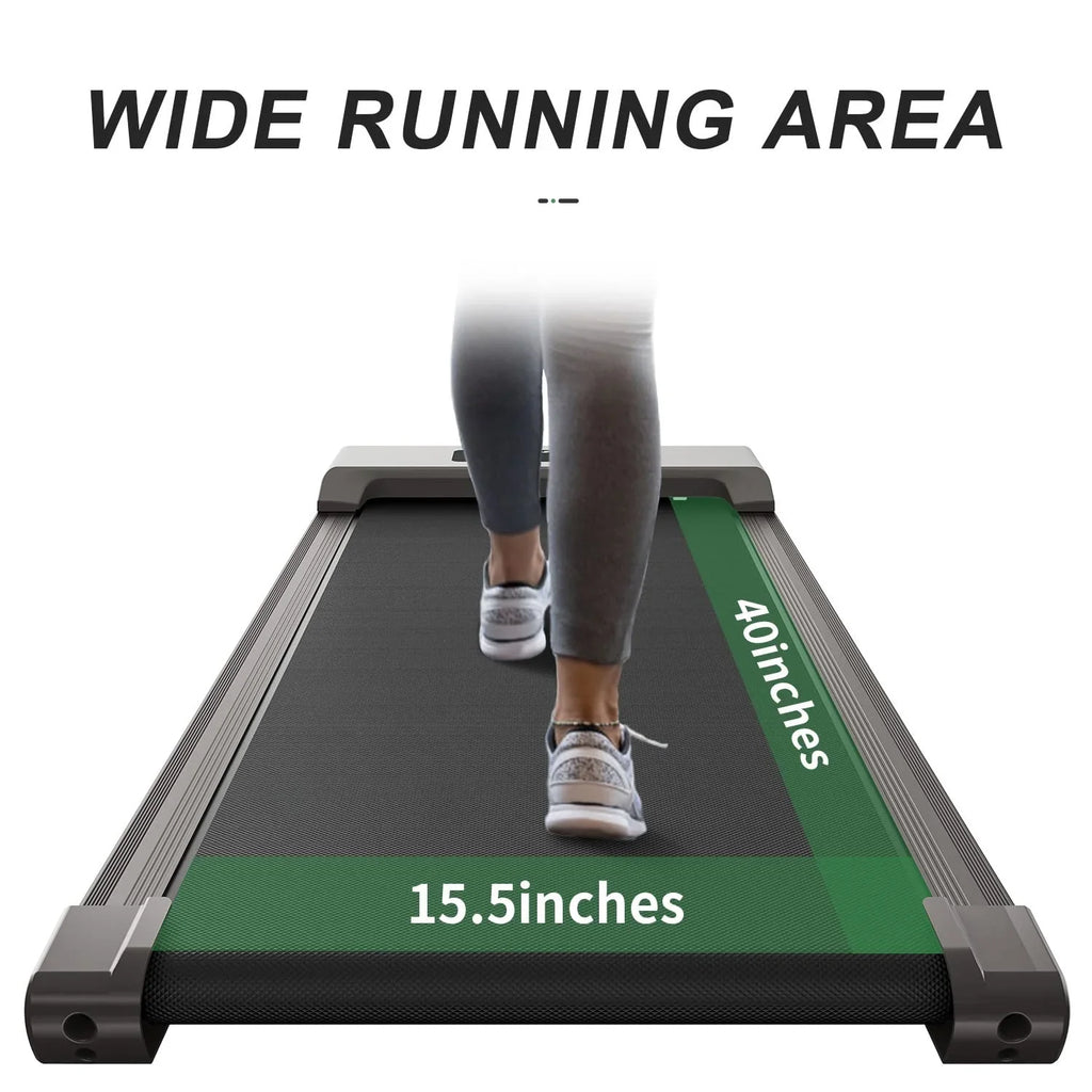Bigzzia Under Desk Treadmill, 2.5HP Installation-Free Portable Treadmill Running Machine, 6.25MPH, Treadmill with LED Display and Wireless Remote Control for Home/Office, 265 Lb Capacity