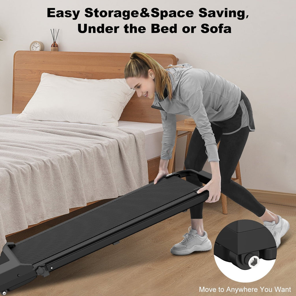 Bigzzia 2 in 1 Under Desk Treadmill, 2.5HP No Installation Portable Handrail Treadmills Running Machine, 6.25MPH, Treadmill with LED Display and Wireless Remote Control for Home/Office, 265 Lb