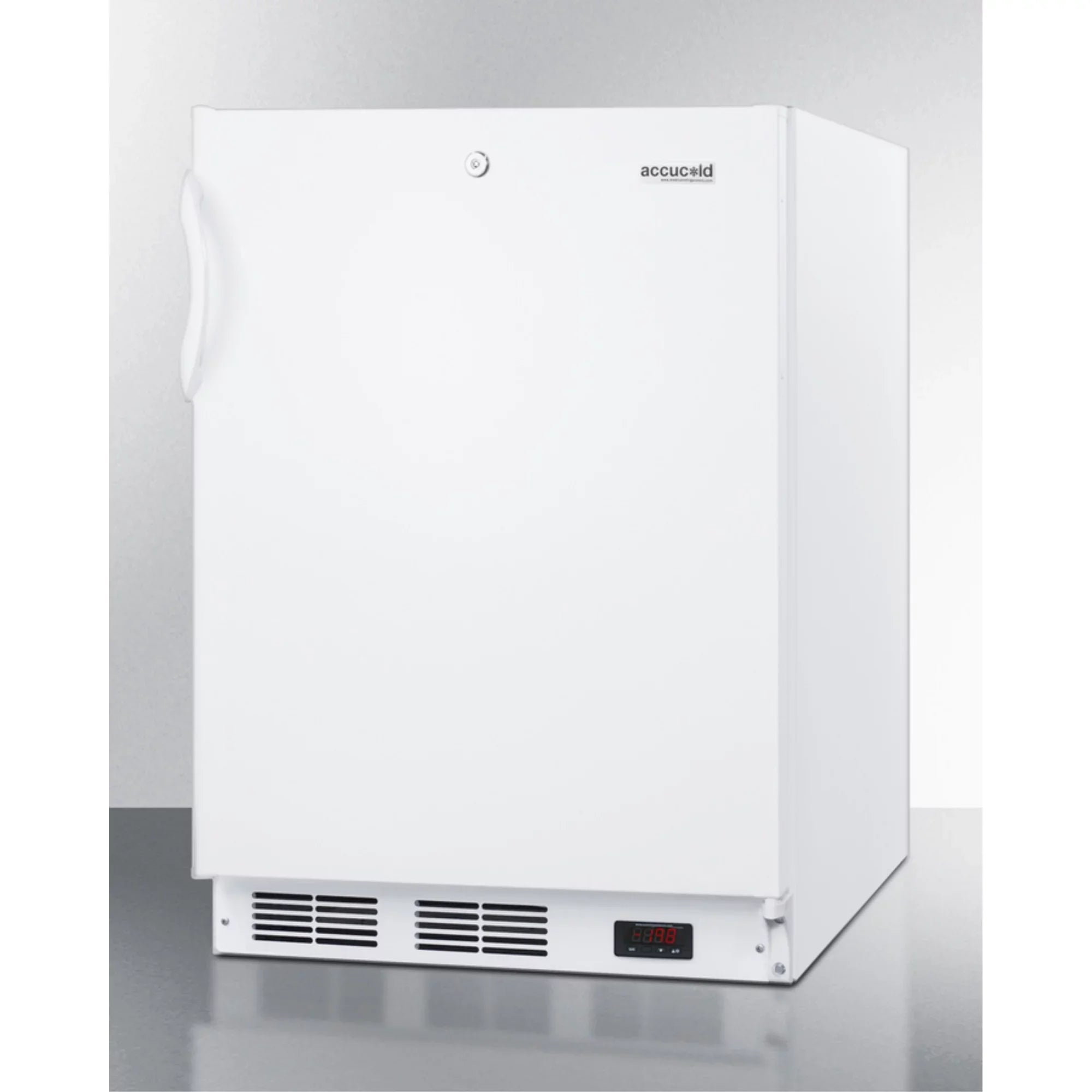 ADA compliant built-in undercounter medical all-freezer capable of -25 C operation, white with front lock