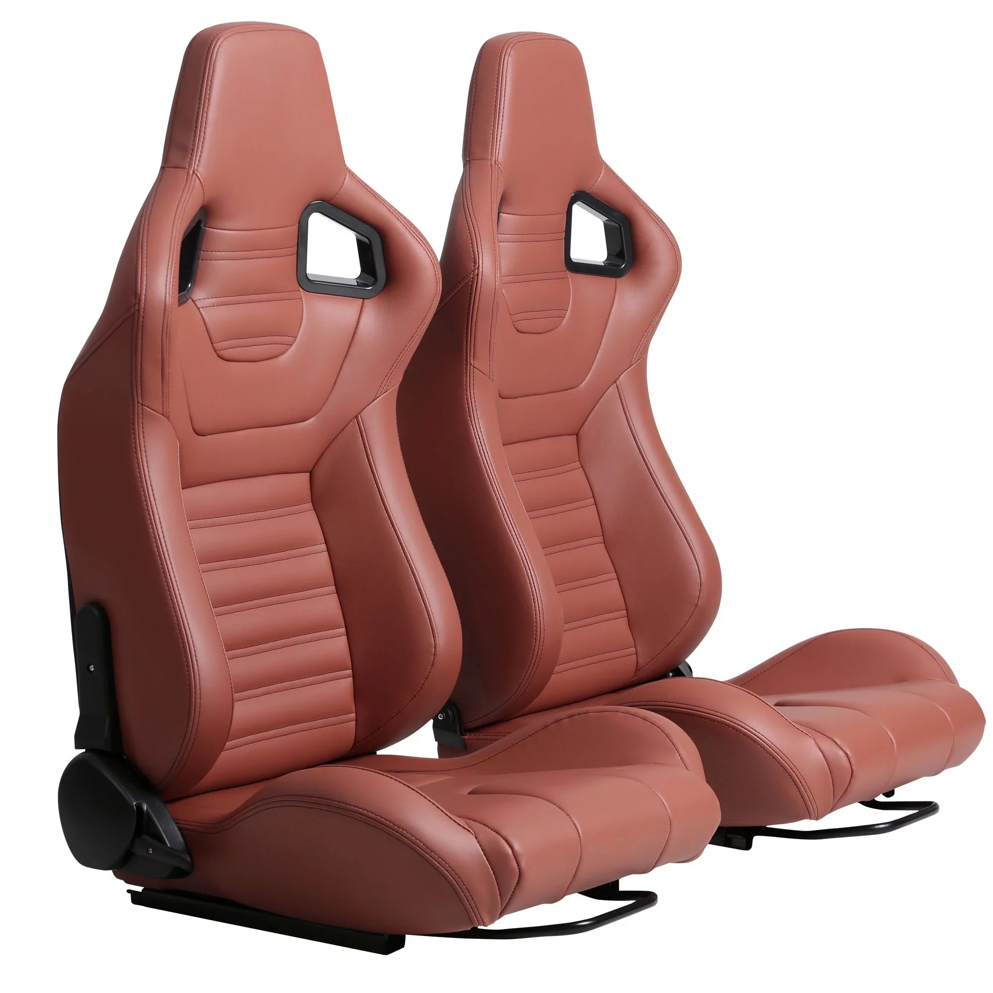 2-Piece Ergonomic Racing Seats: Adjustable Double Slides Ultimate Gaming Seats, PVC Racing Simulator Game Seats Unleash Your Inner Automotive Racing Seats (Brick Red)