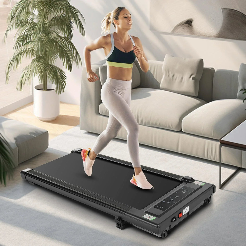 Tikmboex 2.5HP Walking Pad Under Desk Treadmill with LED Touch Screen Remote Control, 2 in 1 Treadmills for Home Office, Black