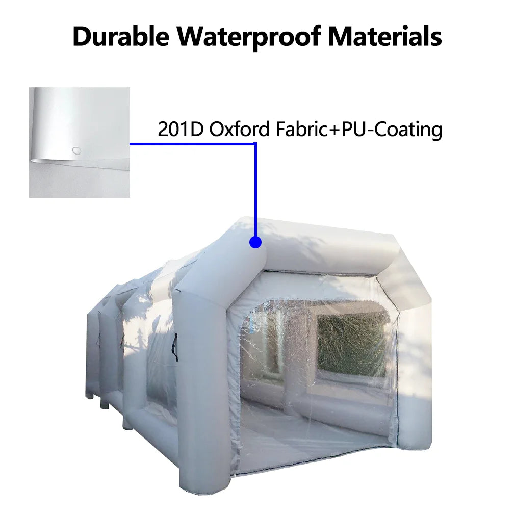 WGIA Portable Inflatable Paint Booth 20x10x8.2Ft Grey 2 Blowers Inflatable Spray Booth with Air Filter System