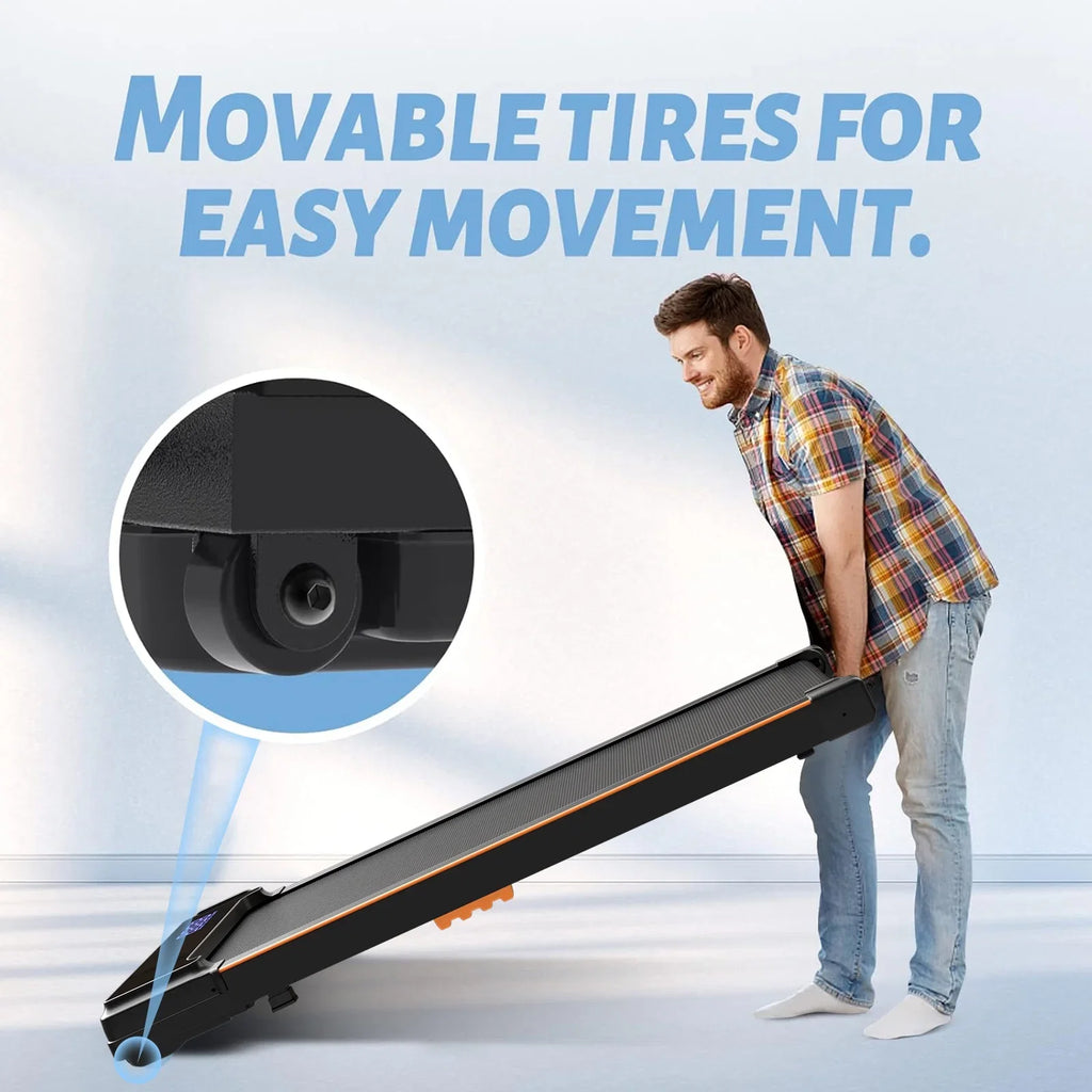 CoolHut Walking Pad Under Desk, 2 in 1 Portable Folding Treadmill for Walking, Running and Home Office Use, 2.5HP Low-Noise Motor, LED Display, and Remote Control, Black